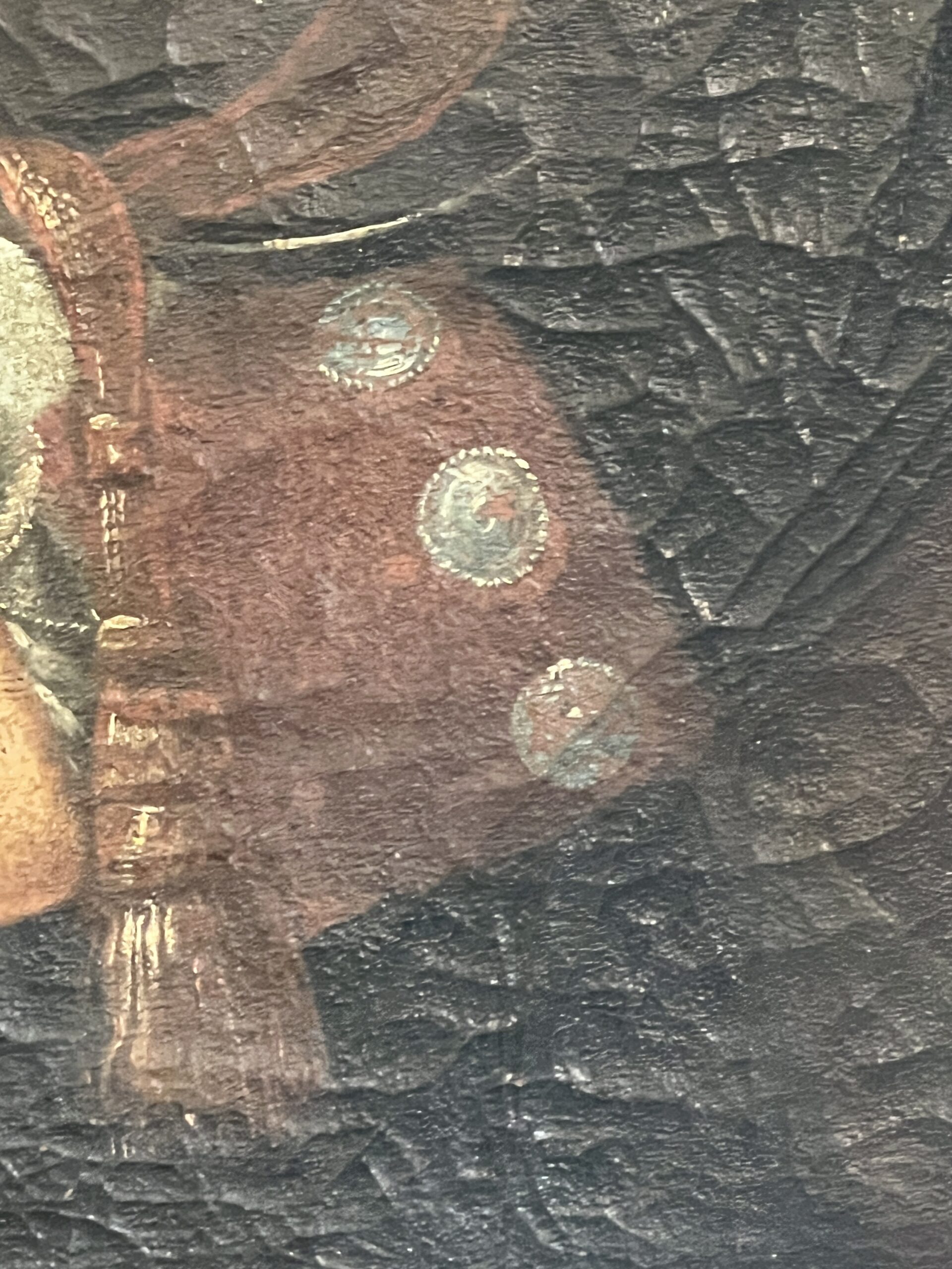 Grande huile sur toile, tableau huile sur toile d'un officier de Dauphin, époque 18e siècle – Image 12