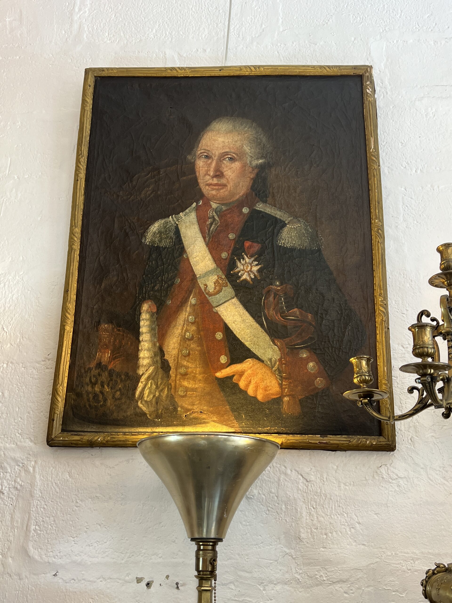 Grande huile sur toile, tableau huile sur toile représentant d'un officier, époque 17e siècle