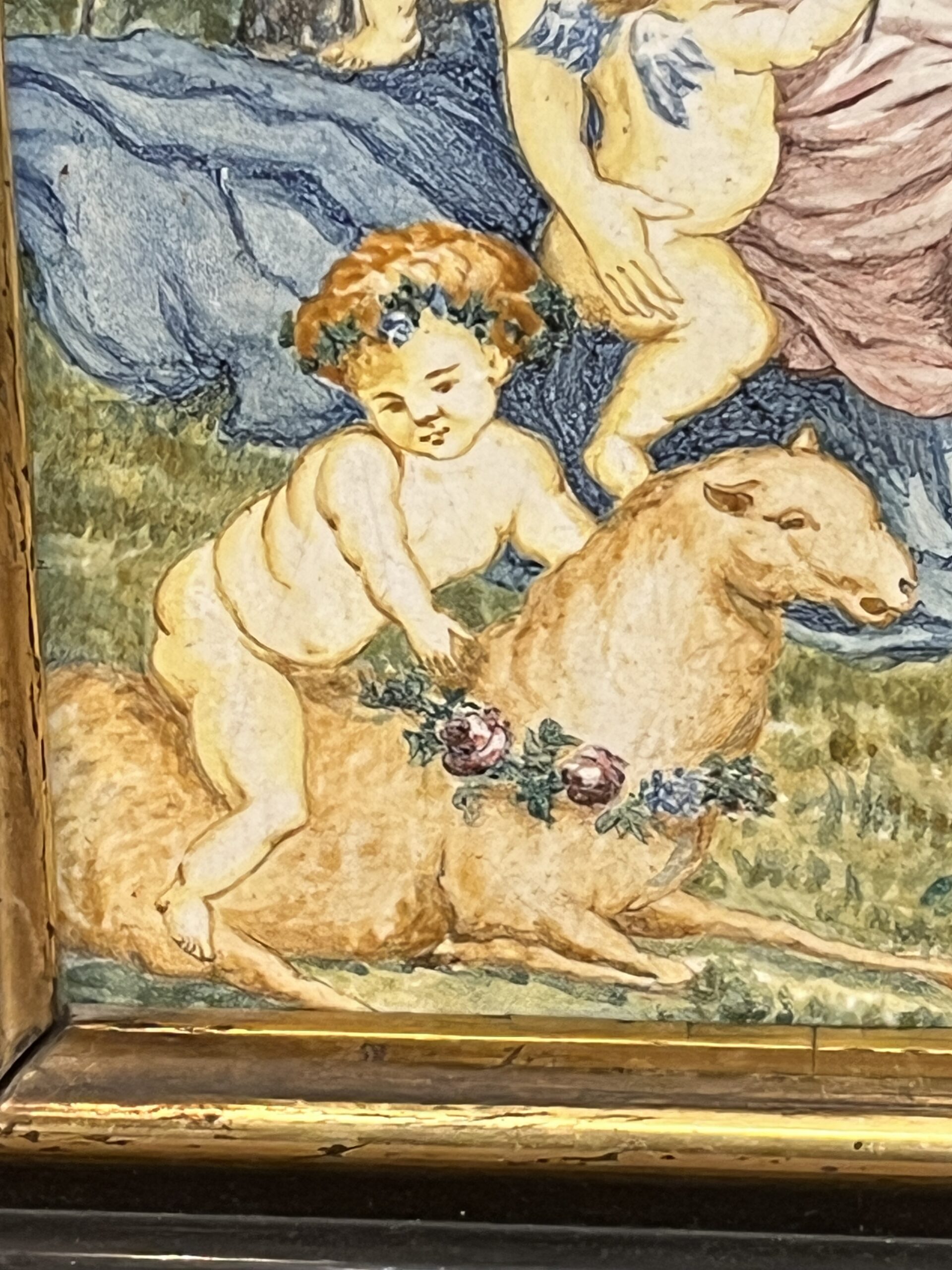 Superbe plaque de faïence Italienne XIXe siècle, décor animée de putti " l'amour " – Image 4