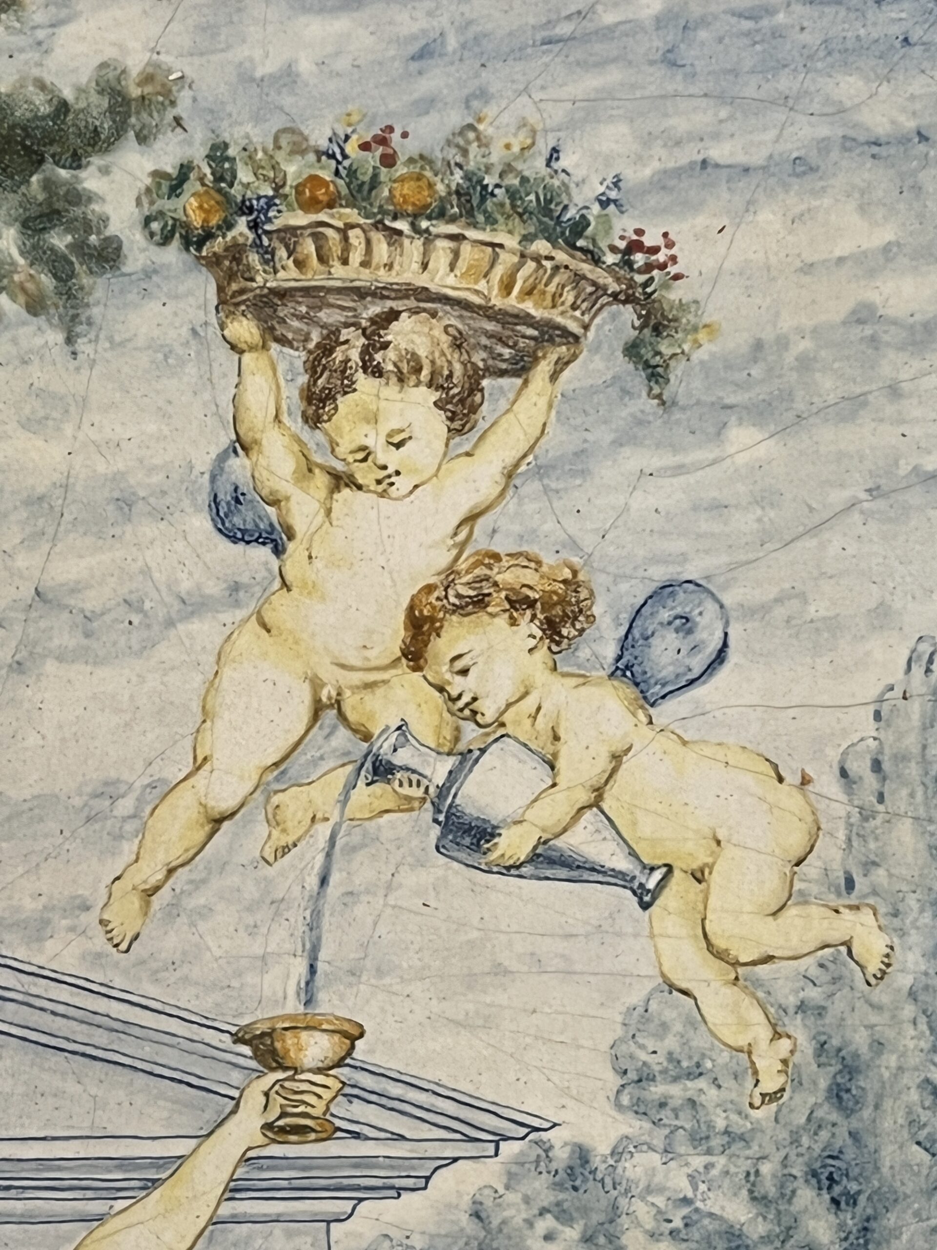 Superbe plaque de faïence Italienne XIXe siècle, décor animée de putti " l'amour " – Image 8