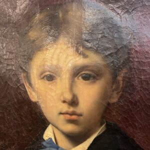 Grand tableau de château, huile sur toile, portrait d’enfant sous la IIIᵉ République, Jean-Baptiste Brunet