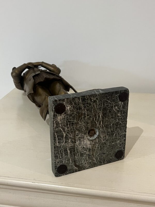 O. Ruffony, sculpture en bronze Jeanne d'arc en armure sur socle en marbre vert portor, fin XIXe – Image 20