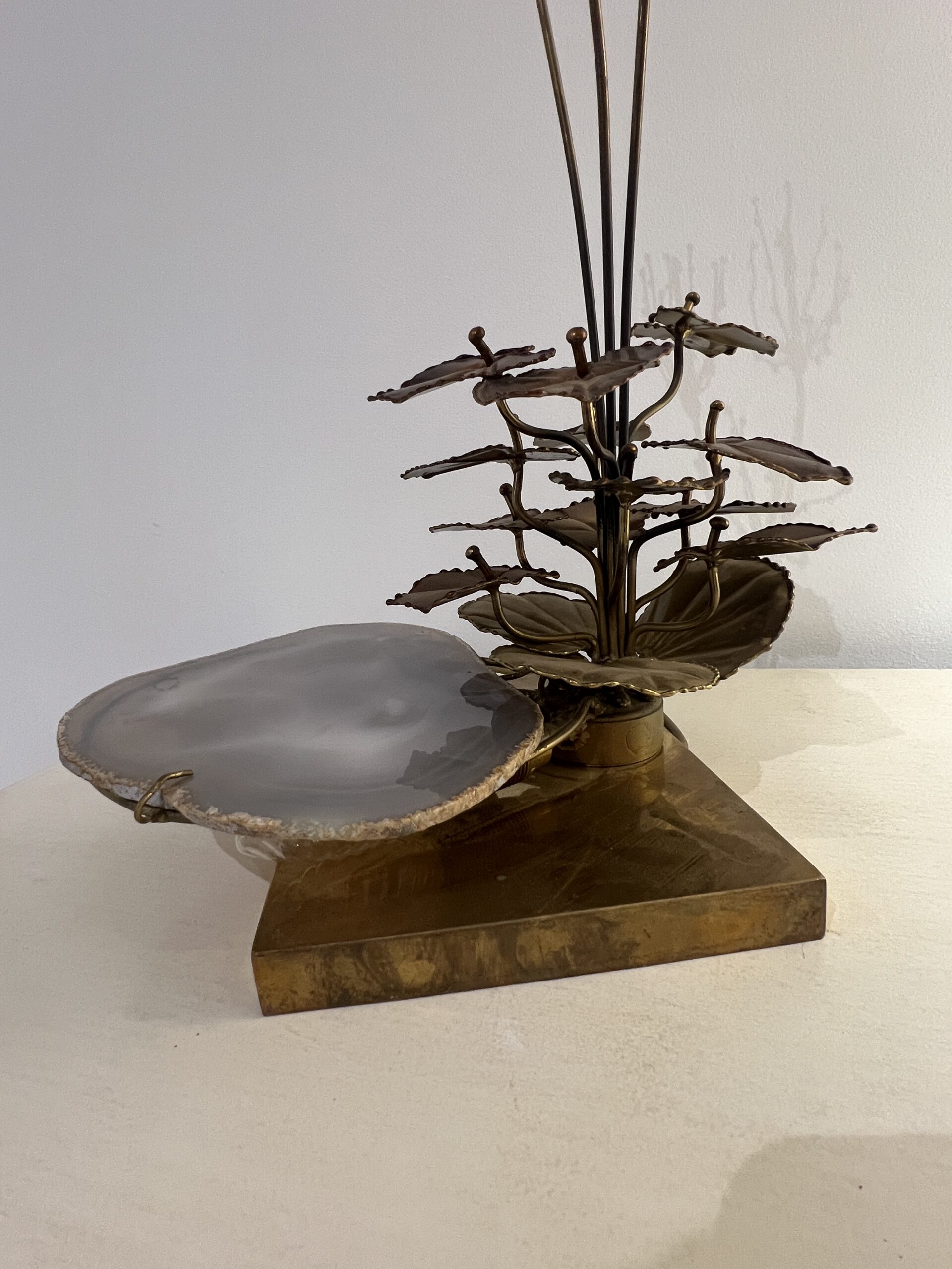 Lampe Sculpturale, structure en laiton et plaque en Agate par Henri Fernandez, France, 1970s – Image 17