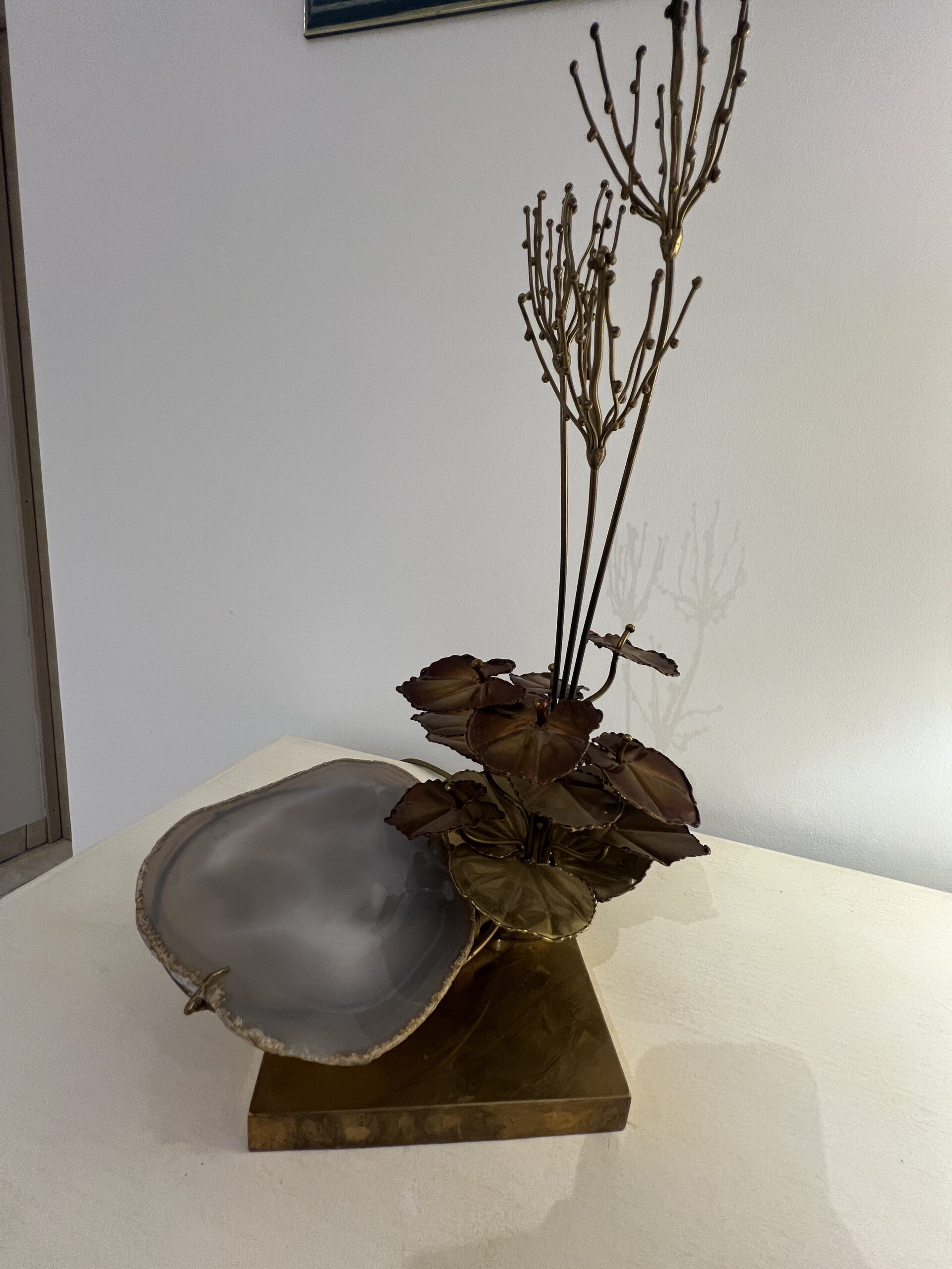 Lampe Sculpturale, structure en laiton et plaque en Agate par Henri Fernandez, France, 1970s – Image 18