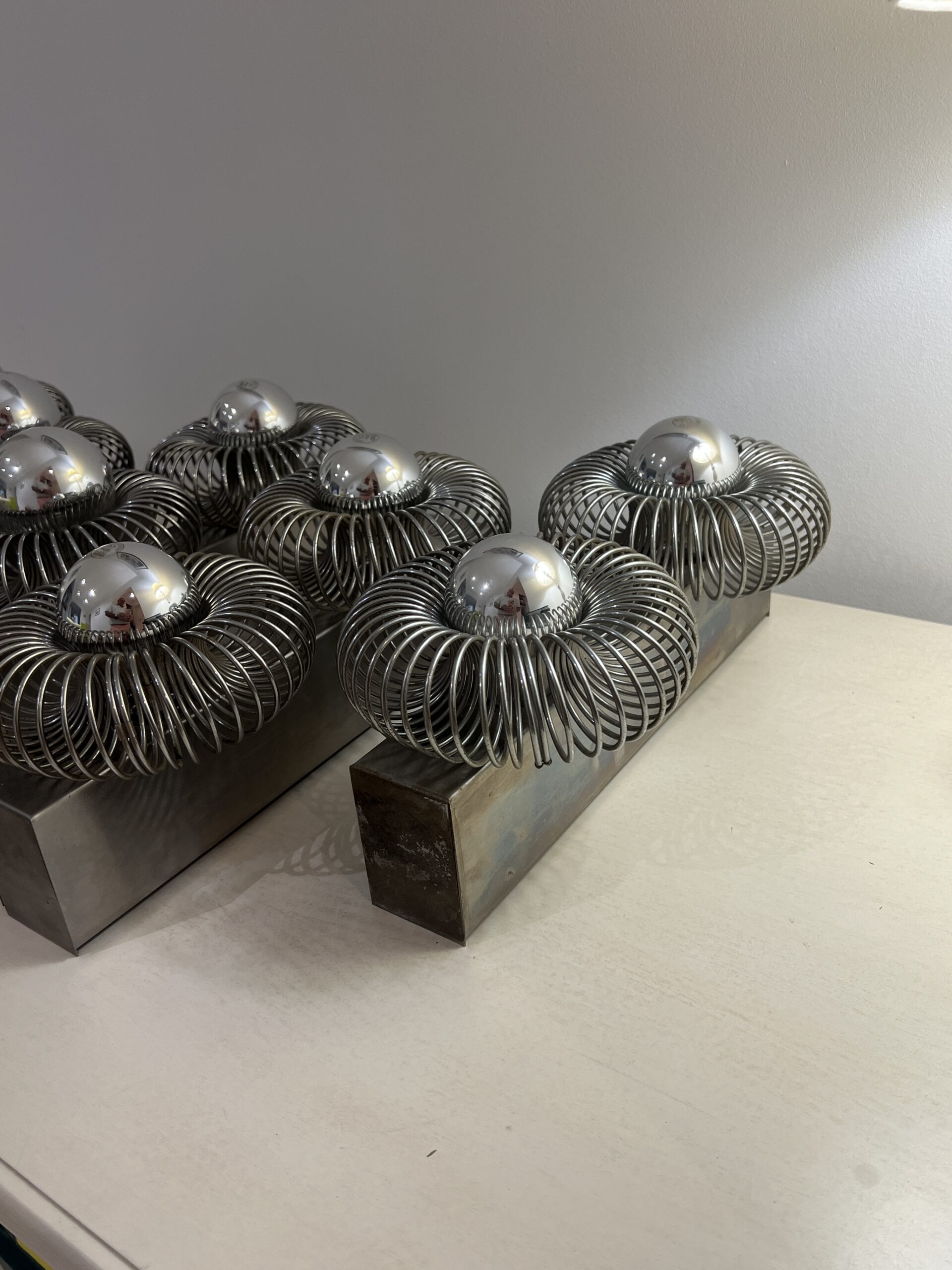 Ensemble de 5 appliques doubles à ressort de Andréa Lazzari vintage 1960