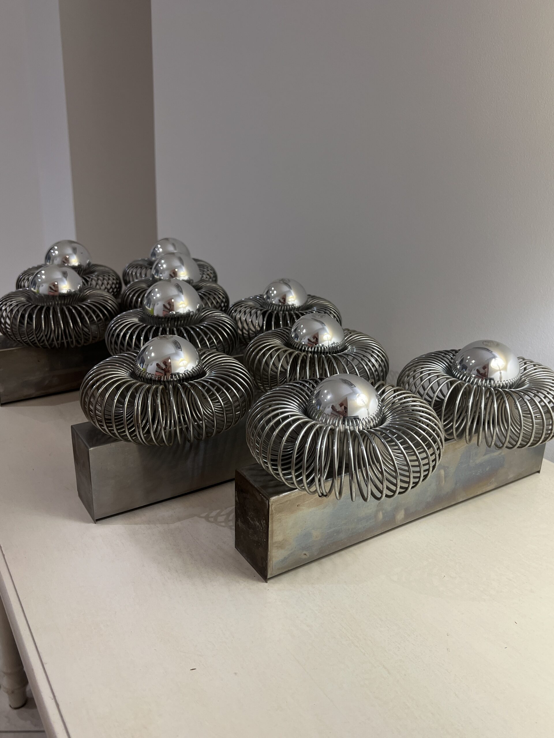 Ensemble de 5 appliques doubles à ressort de Andréa Lazzari vintage 1960