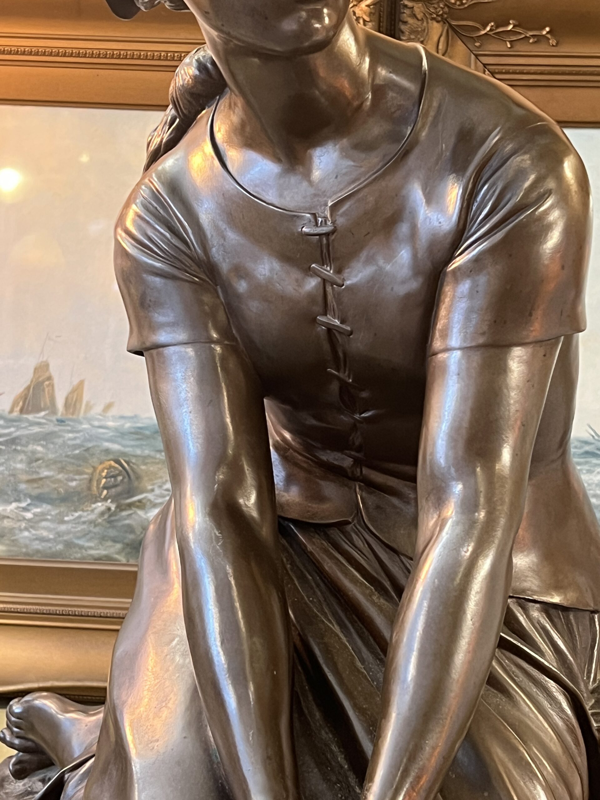 Belle sculpture en bronze représentant Jeanne d'arc assise, par Chapu, Barbedienne et Collas, 57 cm – Image 4