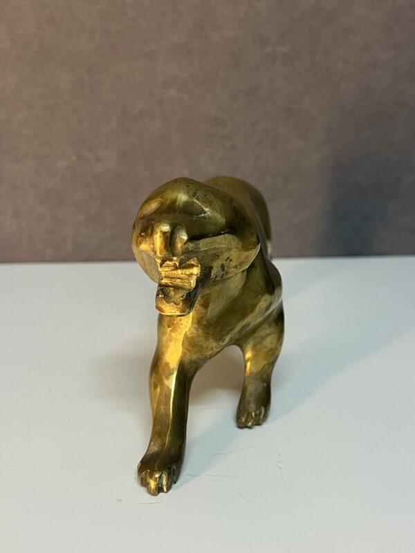 Sculpture d'un tigre en bronze ou laiton doré des années 1970, fabrication Française – Image 8