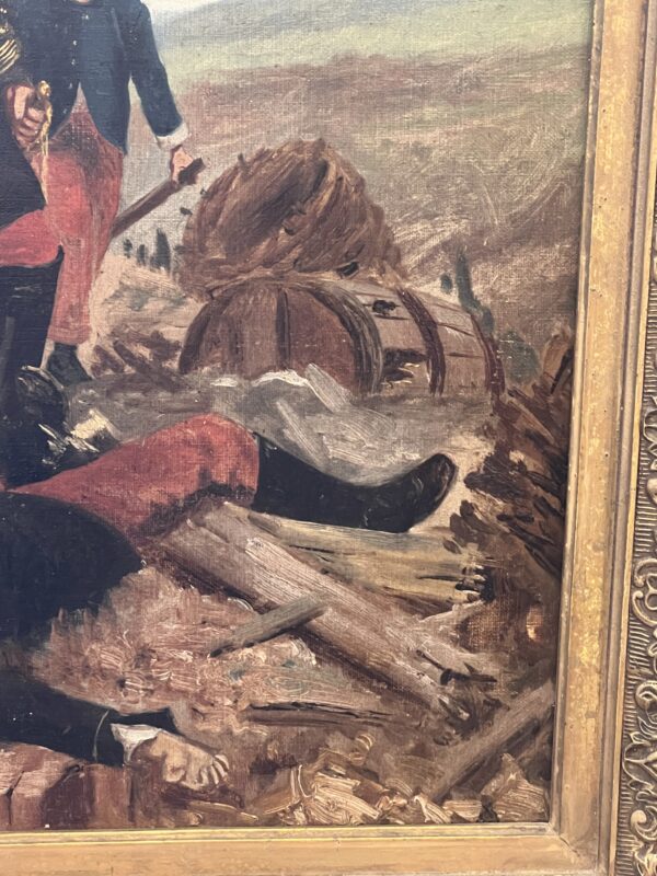 Tableau militaire, huile sur toile fin du XIXe siècle, cadre en bois et stuc – Image 11