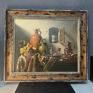 Pierre RASER " 1953 " peinture sur cuivre représentant une nature morte avec un vrai réalisme