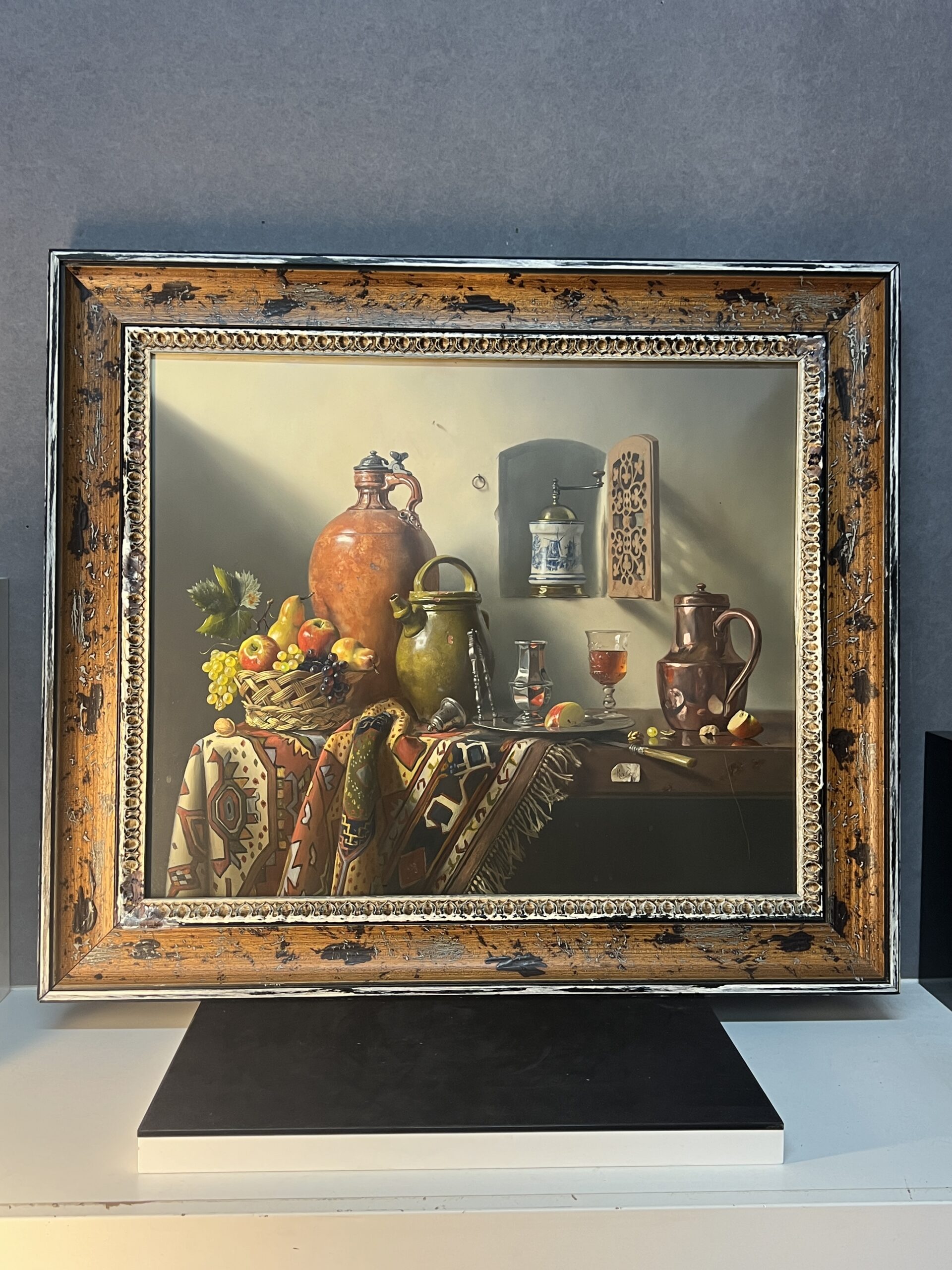 Pierre RASER " 1953 " peinture sur cuivre représentant une nature morte avec un vrai réalisme