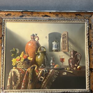 Pierre RASER " 1953 " peinture sur cuivre représentant une nature morte avec un vrai réalisme