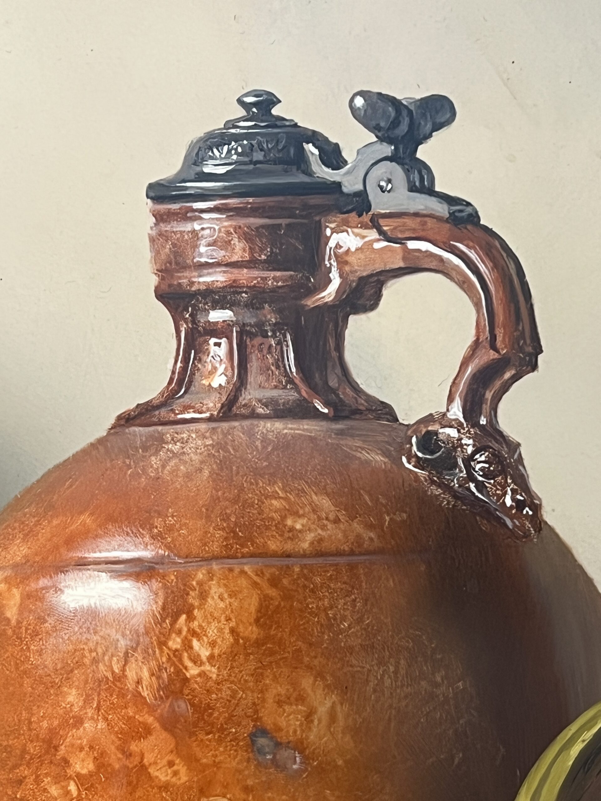 Pierre RASER " 1953 " peinture sur cuivre représentant une nature morte avec un vrai réalisme