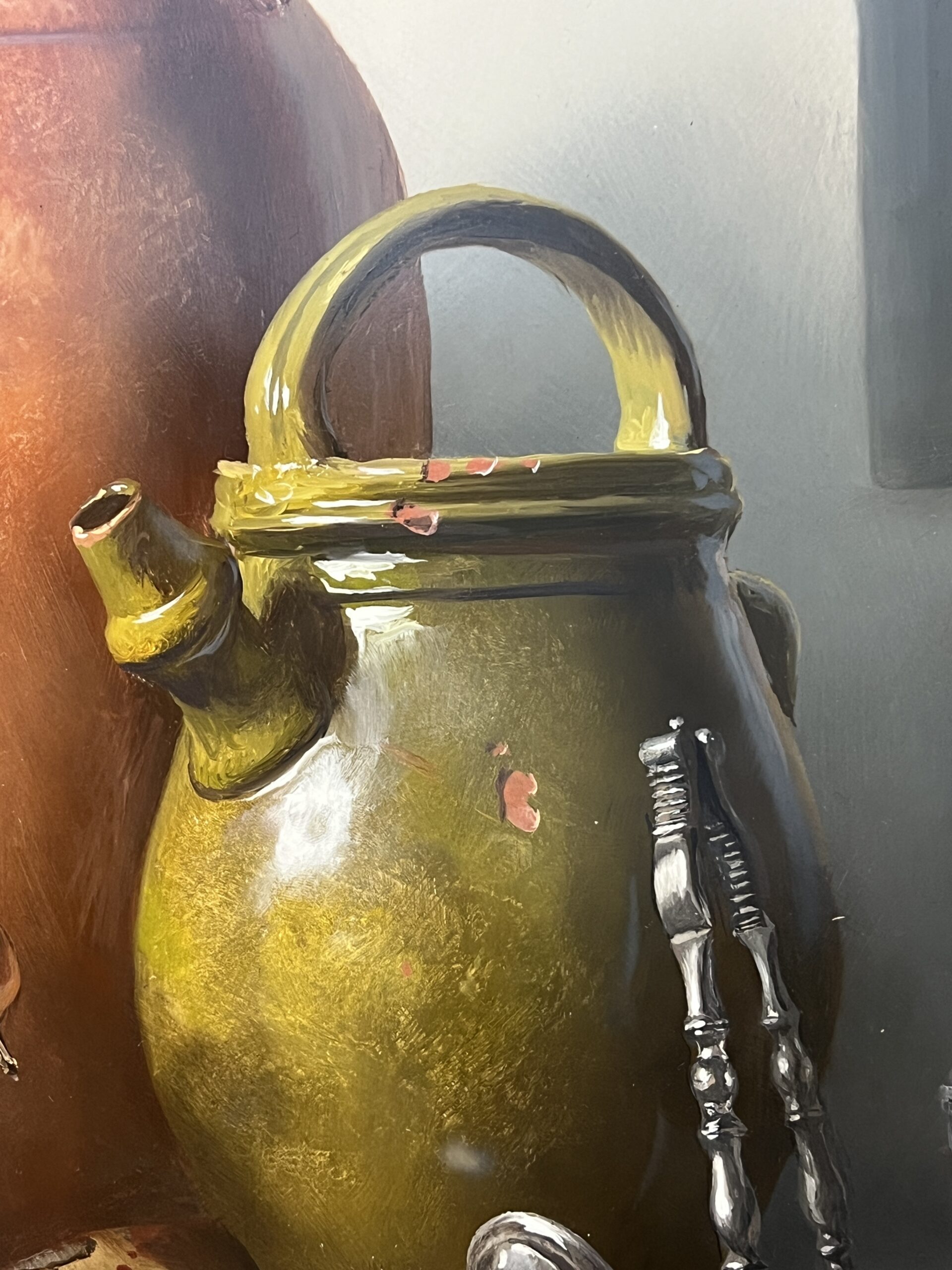 Pierre RASER " 1953 " peinture sur cuivre représentant une nature morte avec un vrai réalisme