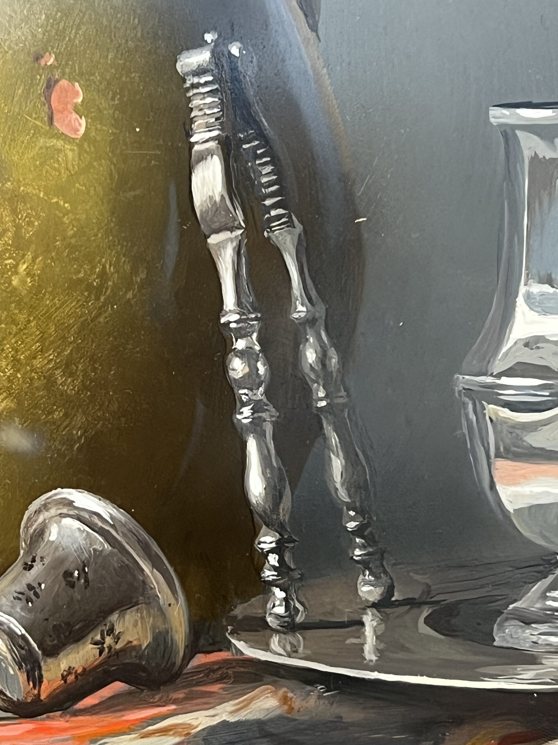 Pierre RASER " 1953 " peinture sur cuivre représentant une nature morte avec un vrai réalisme