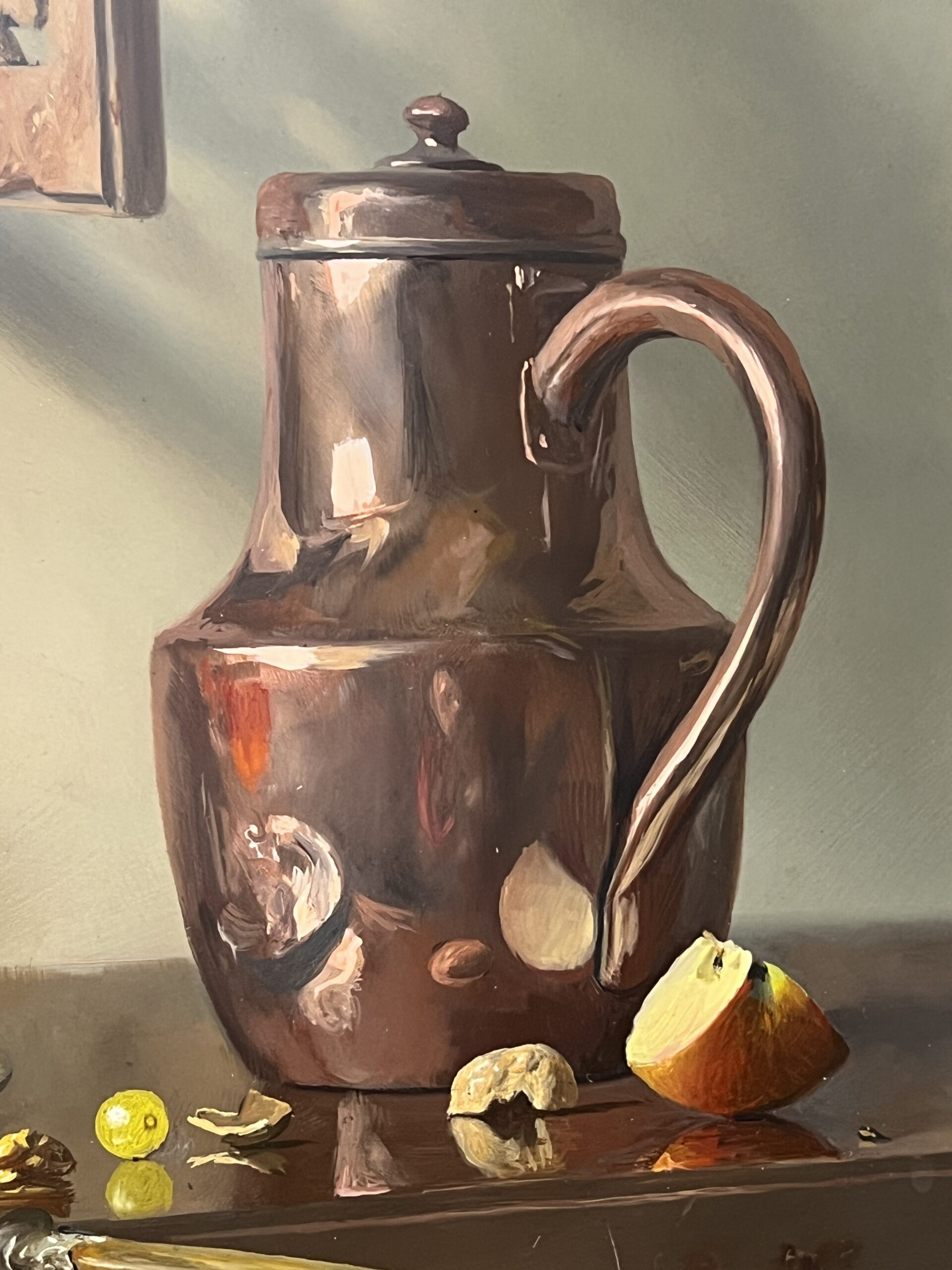 Pierre RASER " 1953 " peinture sur cuivre représentant une nature morte avec un vrai réalisme