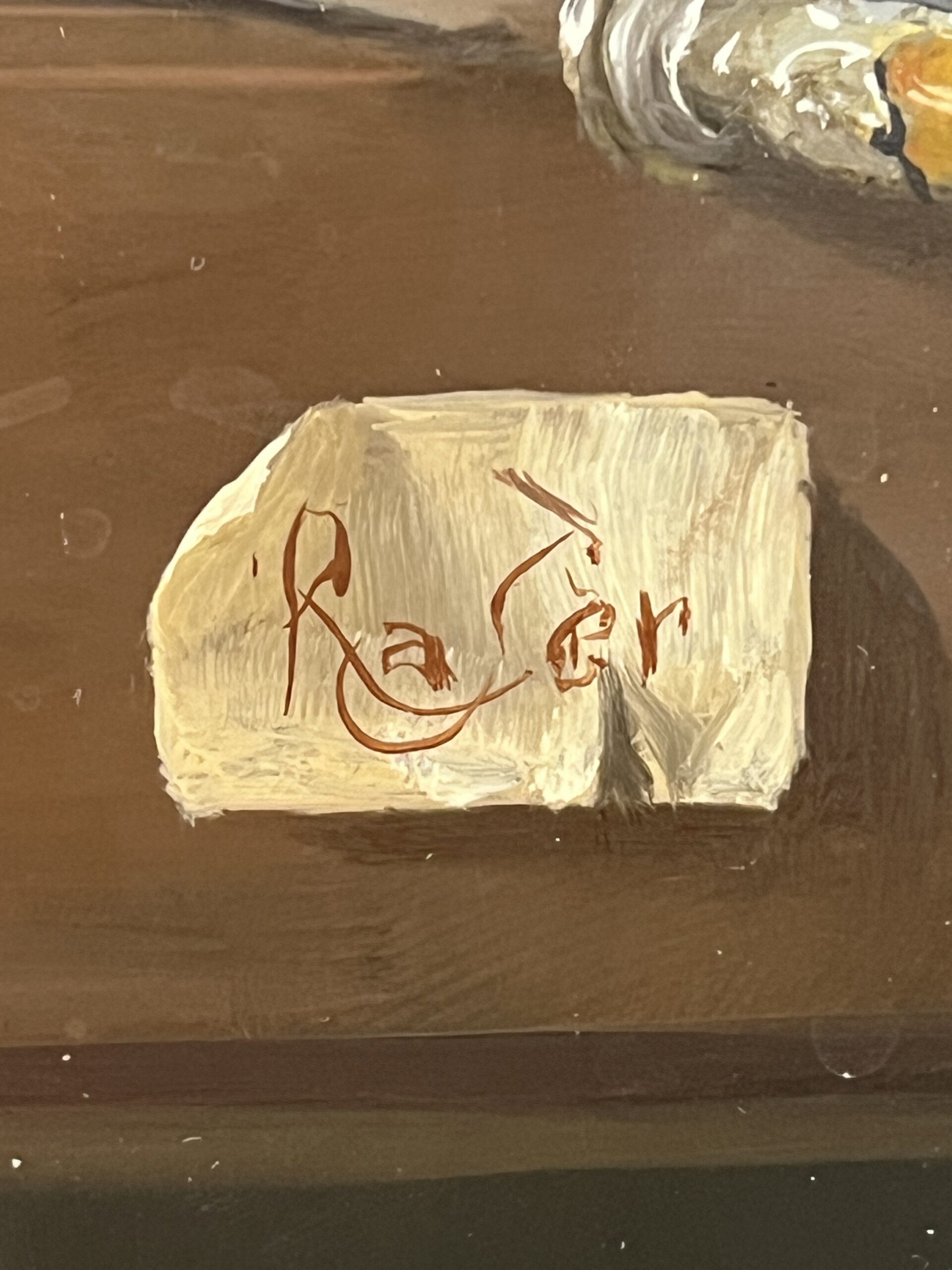 Pierre RASER " 1953 " peinture sur cuivre représentant une nature morte avec un vrai réalisme