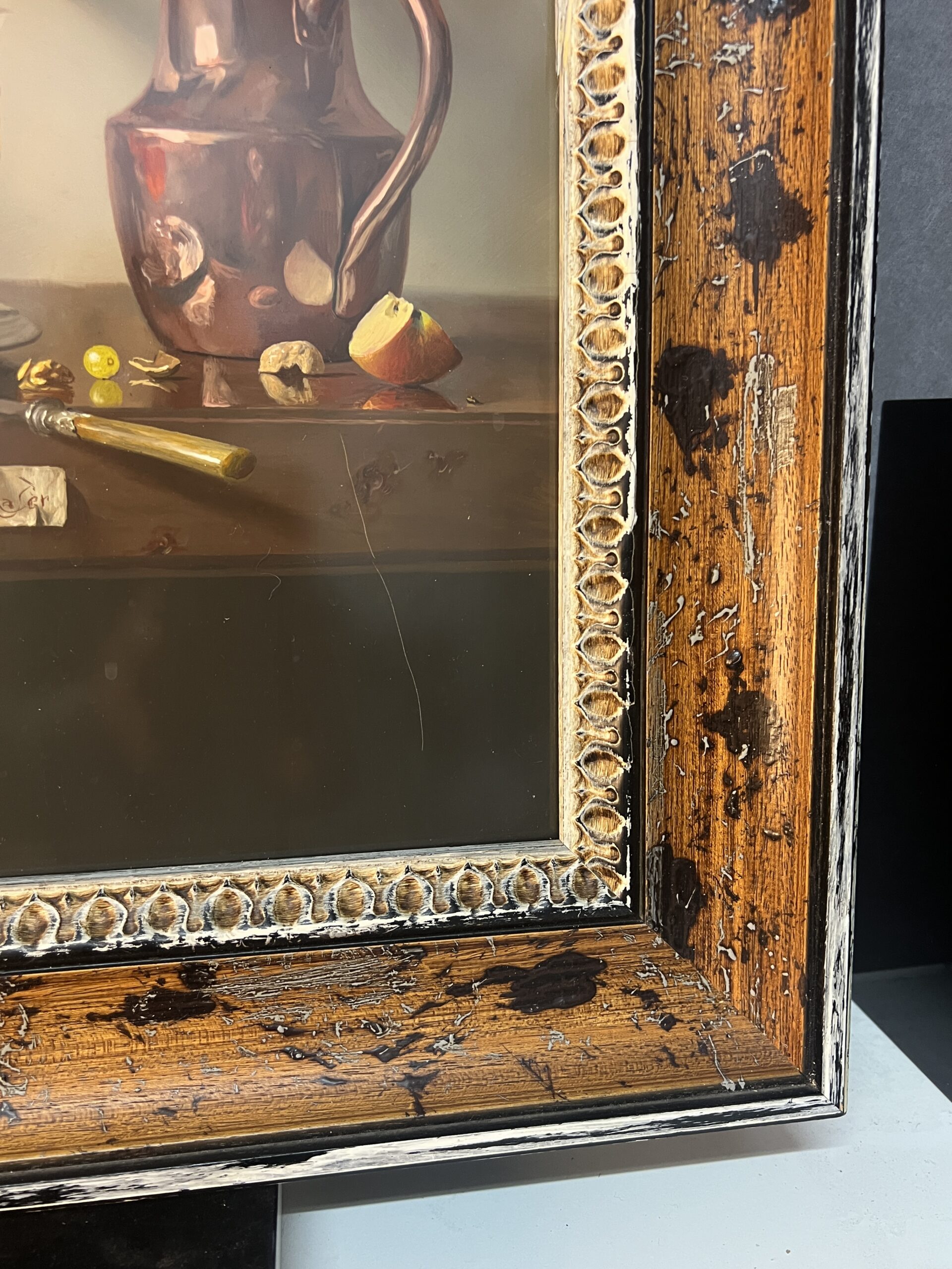 Pierre RASER " 1953 " peinture sur cuivre représentant une nature morte avec un vrai réalisme