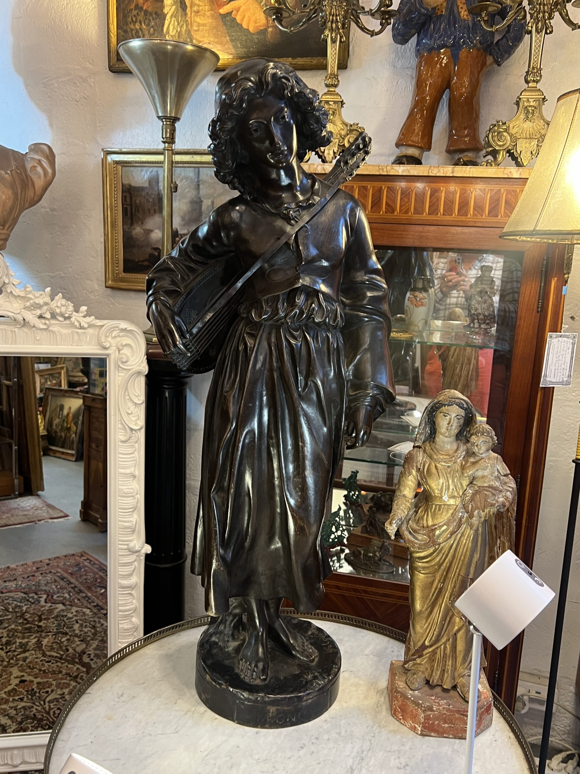 Grande sculpture de Alexandre Falguière ( 1831-1900 ) intitulée " Mignon " hauteur 87 cm