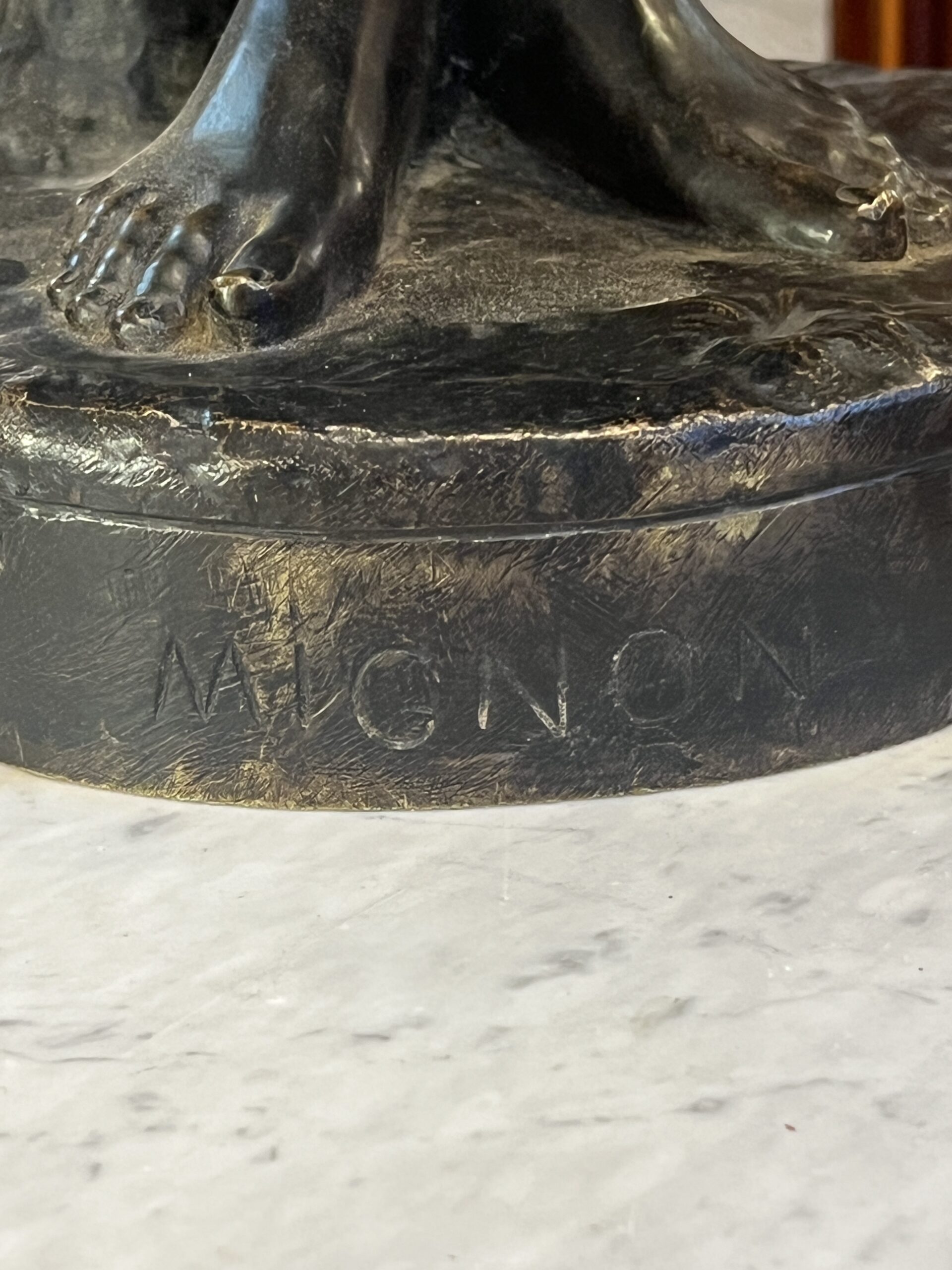 Grande sculpture de Alexandre Falguière ( 1831-1900 ) intitulée " Mignon " hauteur 87 cm – Image 7