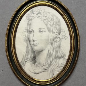 Dessin original représentant le portrait d'une jeune femme, bien fait, presque art nouveau