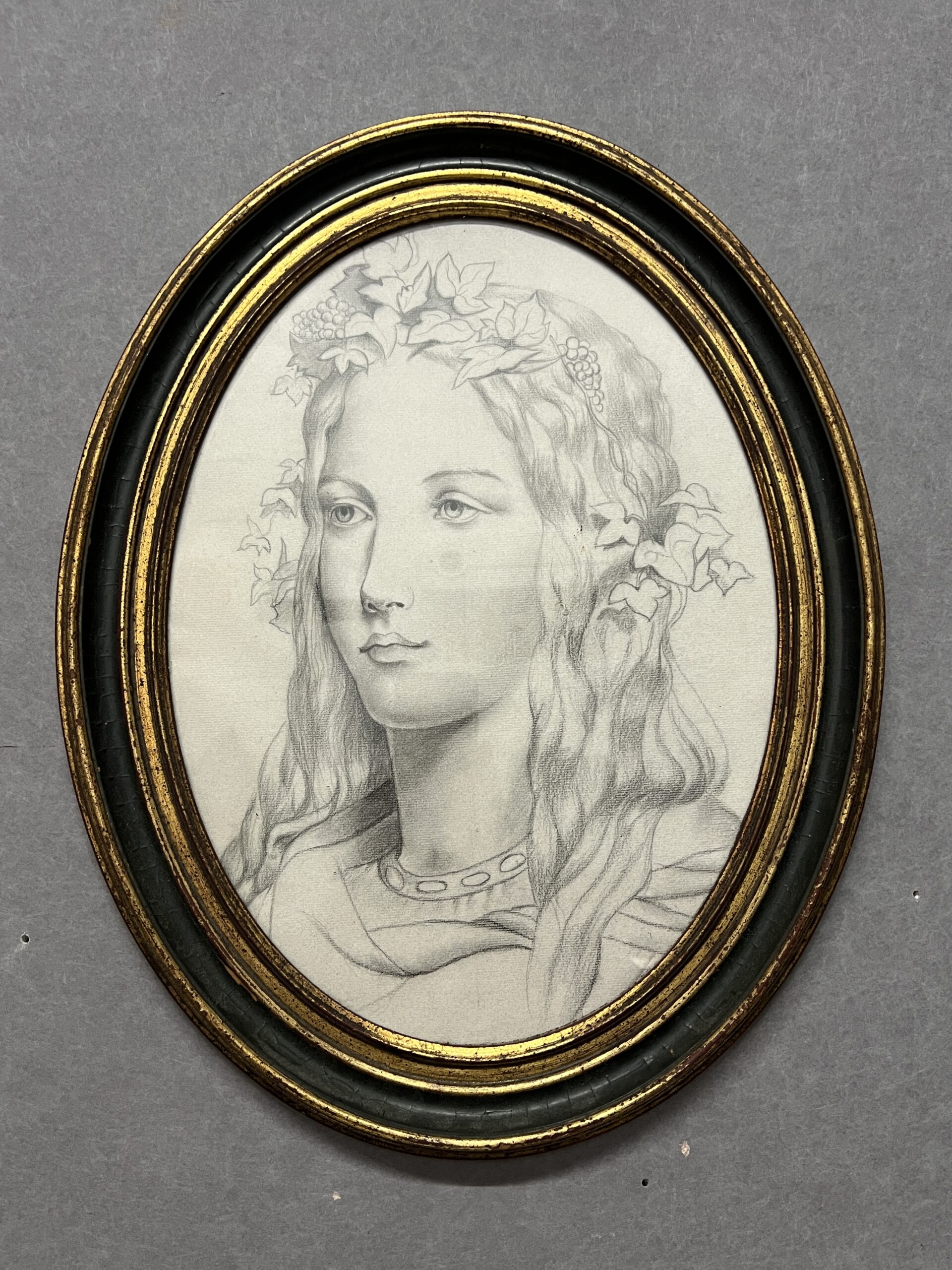 Dessin original représentant le portrait d'une jeune femme, bien fait, presque art nouveau