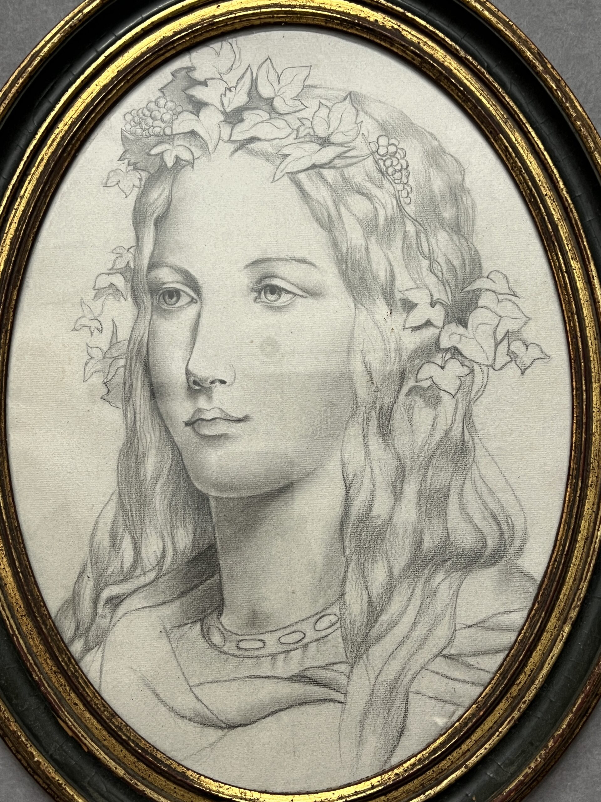 Dessin original représentant le portrait d'une jeune femme, bien fait, presque art nouveau