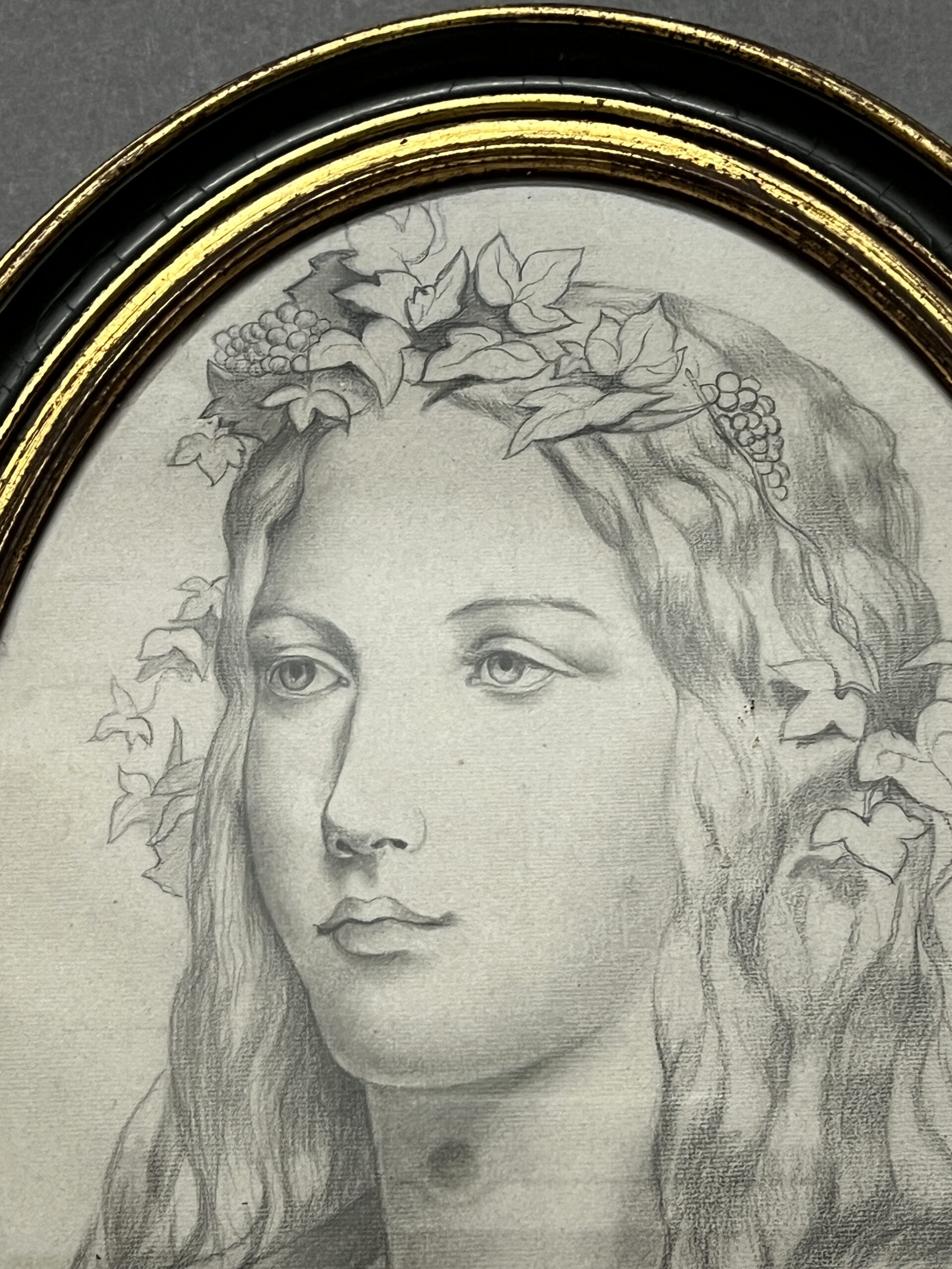 Dessin original représentant le portrait d'une jeune femme, bien fait, presque art nouveau