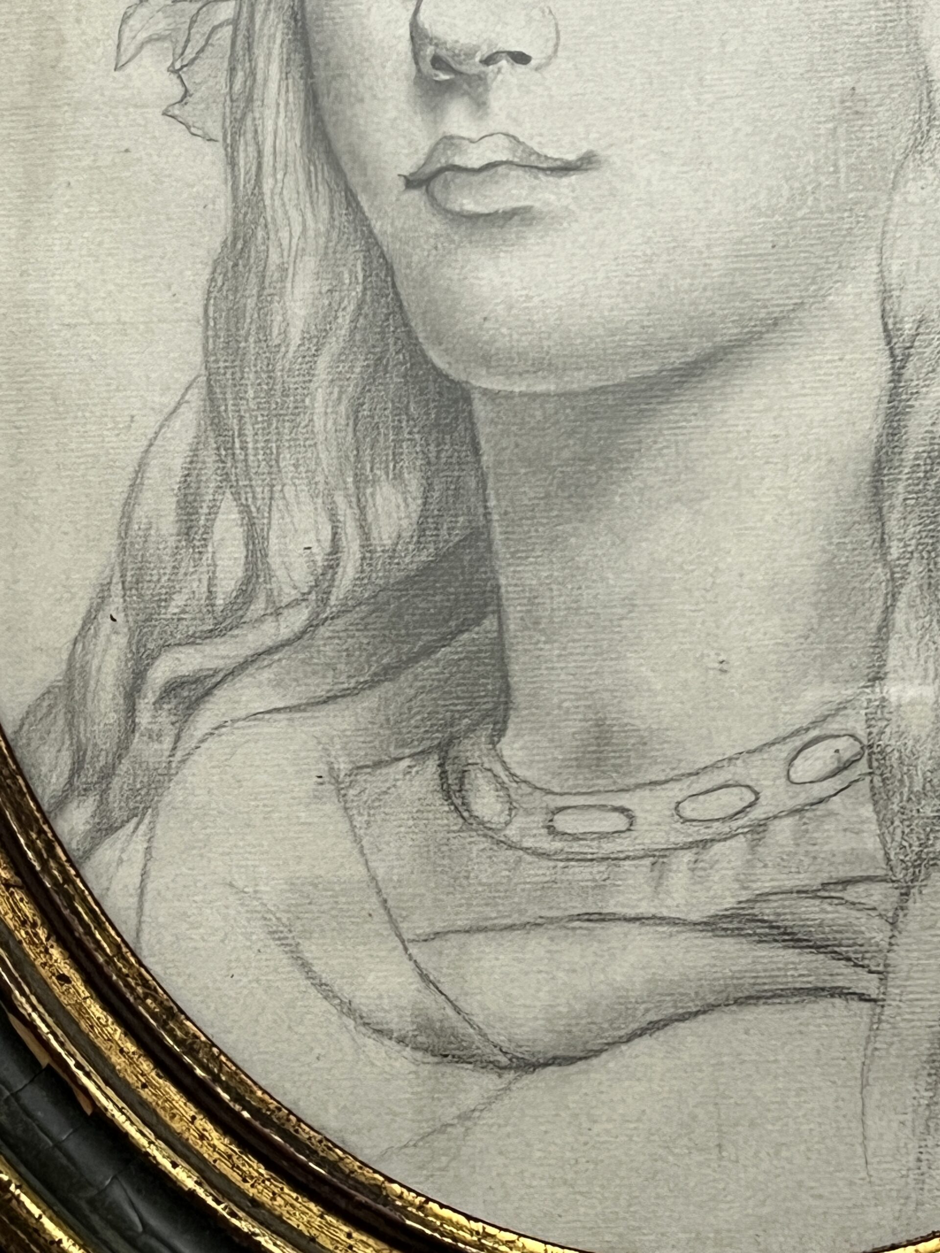 Dessin original représentant le portrait d'une jeune femme, bien fait, presque art nouveau