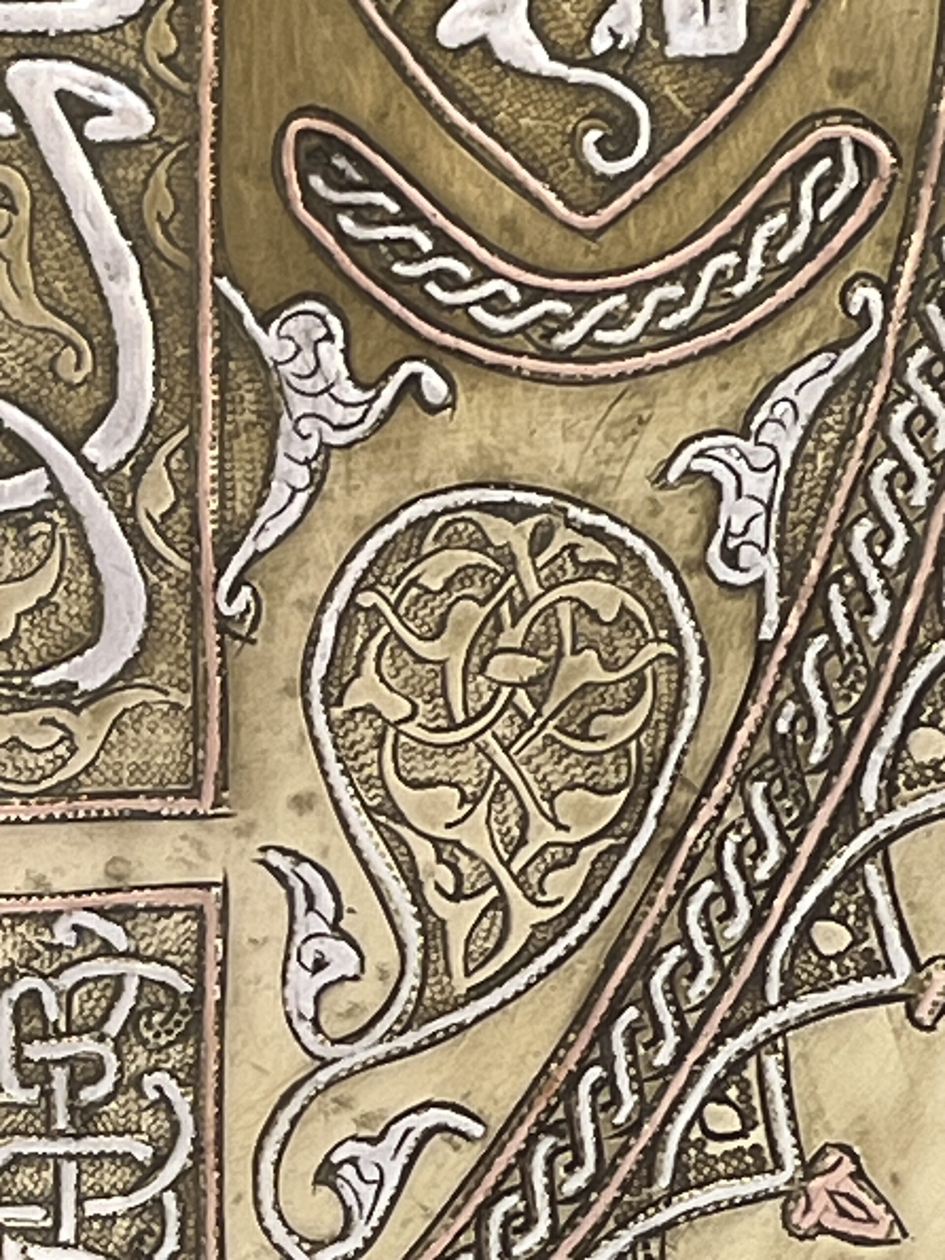 Plateau de cérémonie orientale de grande qualité en cuivre et argent, XIXe siècle, Iran Syrie