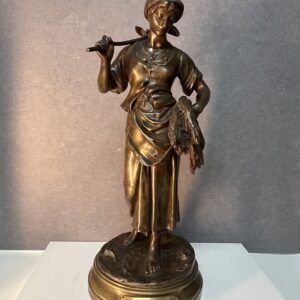 Statue en bronze "Glaneuse" d’Eugène-Antoine AIZELIN (1821-1902). H 49 cm