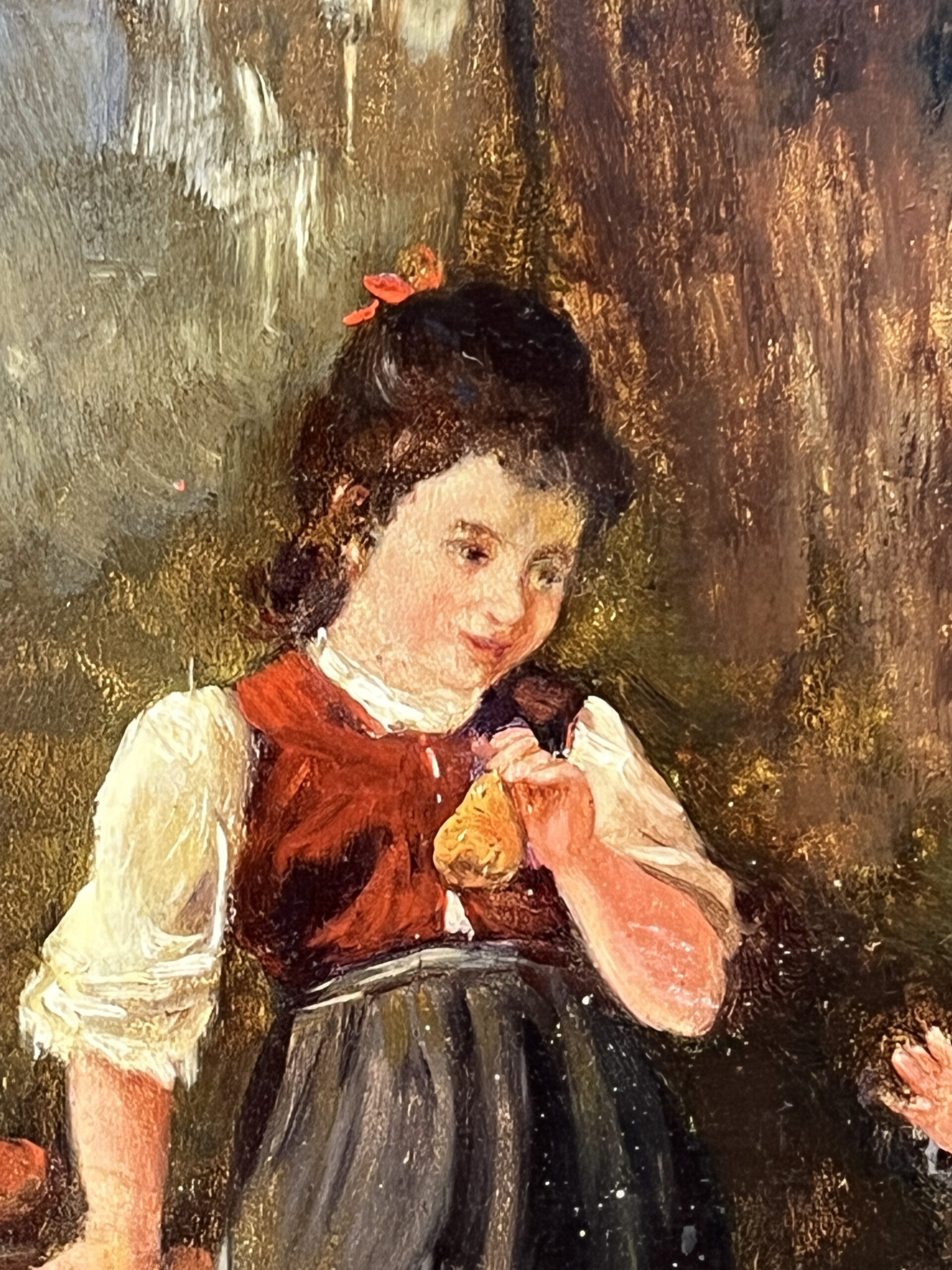 Œuvre de Pierre Camille Gontier, tableau huile sur panneau, jeunes enfants, XIXe siècle