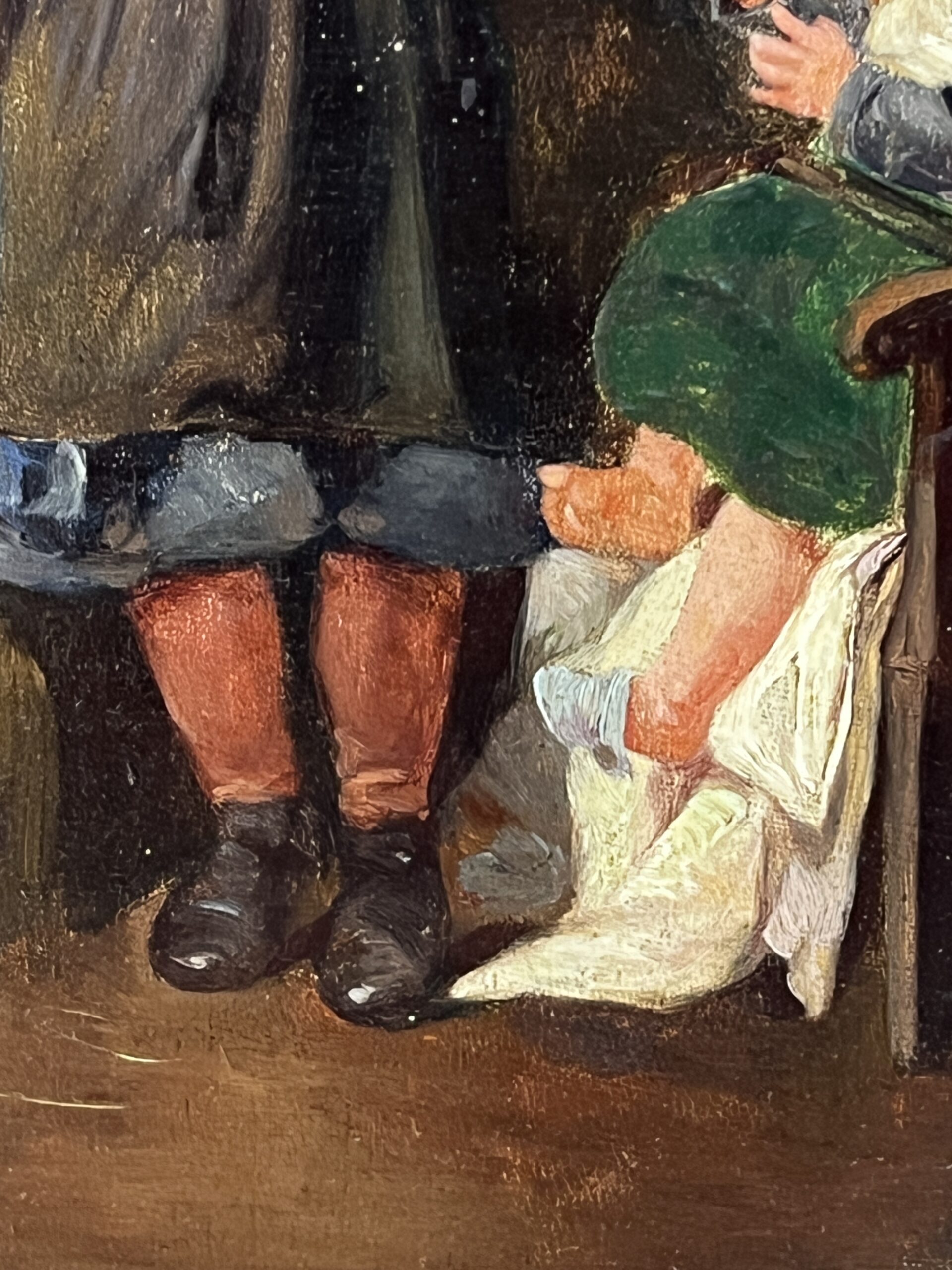 Œuvre de Pierre Camille Gontier, tableau huile sur panneau, jeunes enfants, XIXe siècle