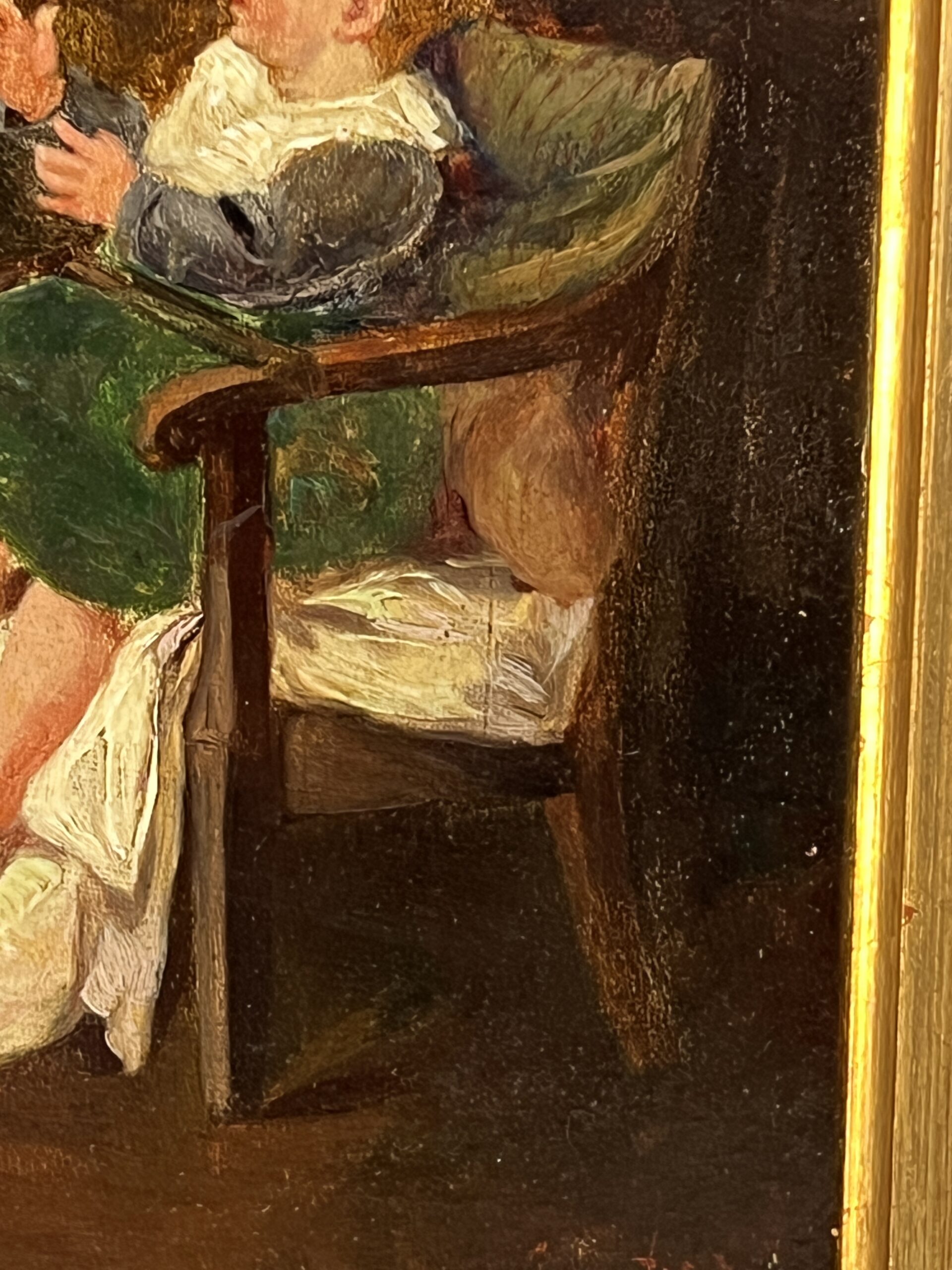 Œuvre de Pierre Camille Gontier, tableau huile sur panneau, jeunes enfants, XIXe siècle