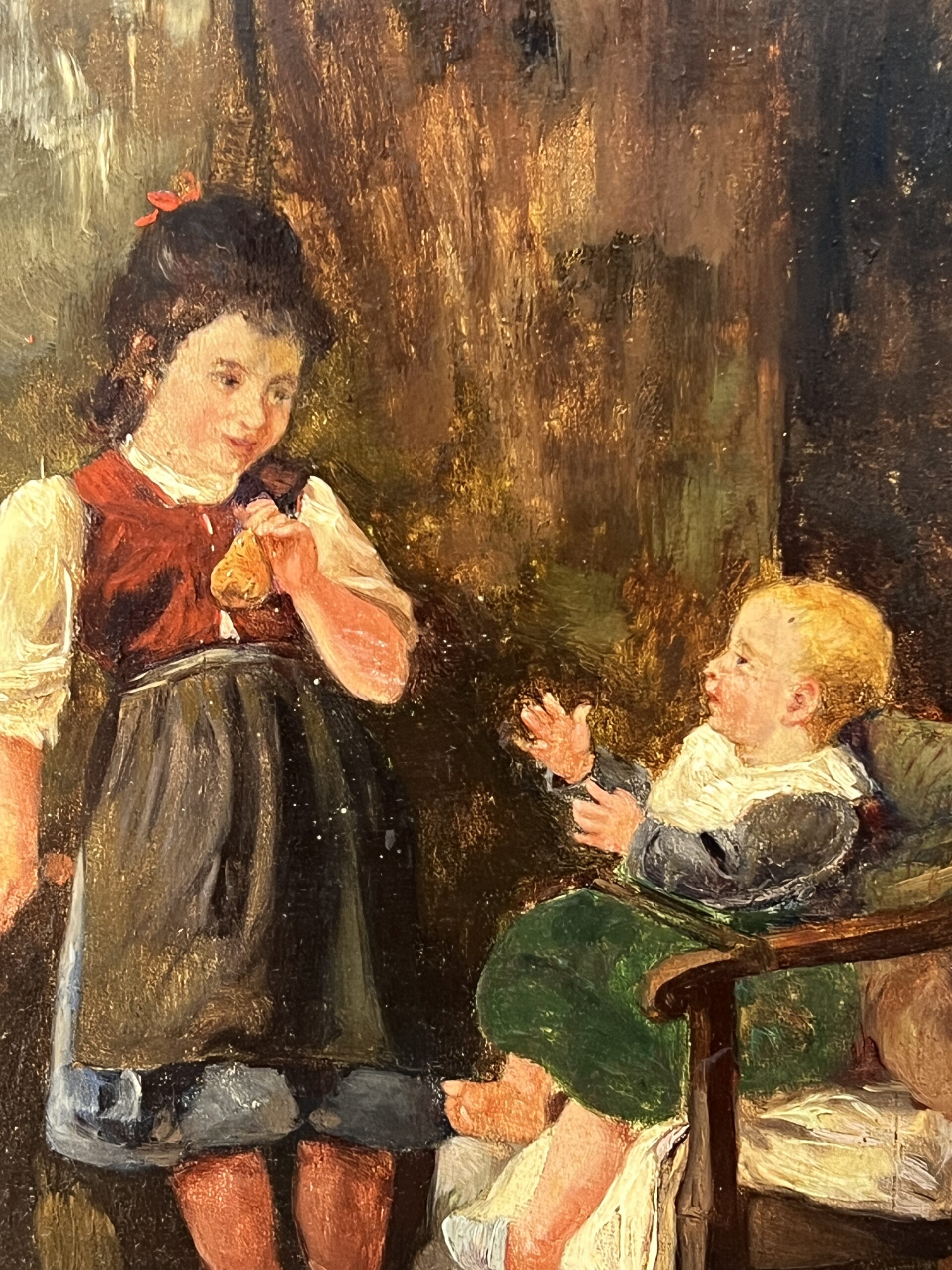 Œuvre de Pierre Camille Gontier, tableau huile sur panneau, jeunes enfants, XIXe siècle