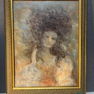 Yvonne Appennini (1928-1988), huile sur toile représentant un portrait de femme daté 1976