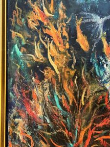 Huile sur toile signée FREMO, intitulée « le monde sous marin »