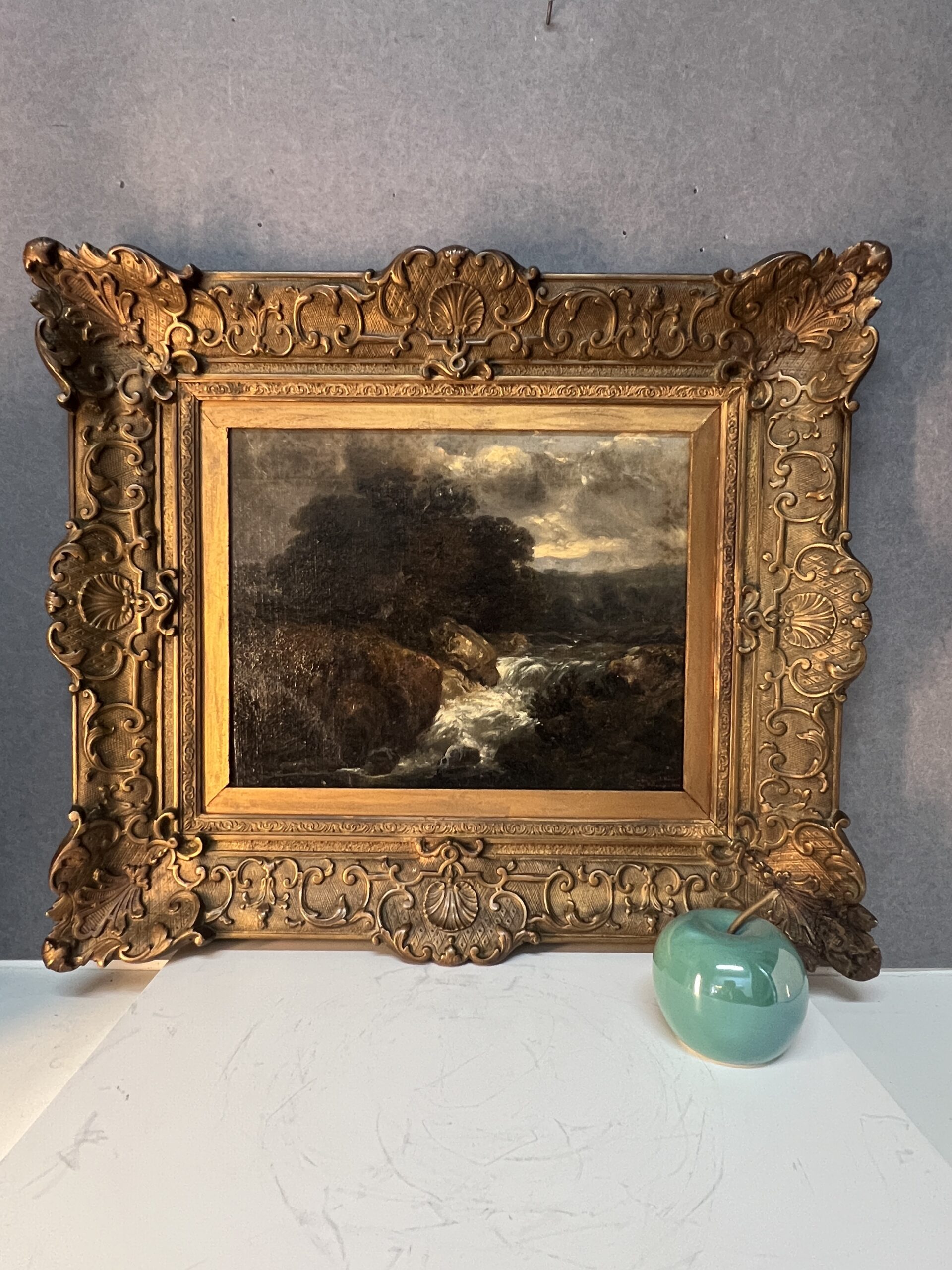 Alexandre Eugène Bellangé (1837-1895), très belle HSC représentant une petite cascade, daté 1856