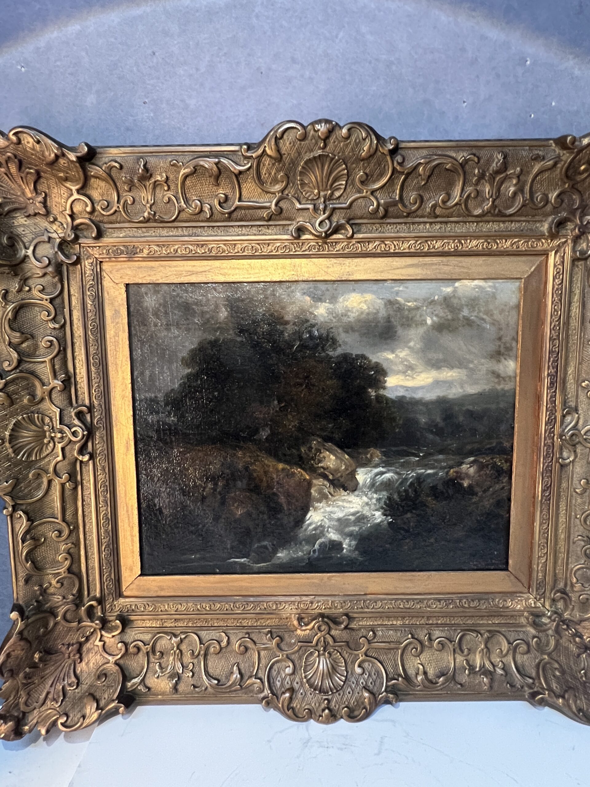 Alexandre Eugène Bellangé (1837-1895), très belle HSC représentant une petite cascade, daté 1856