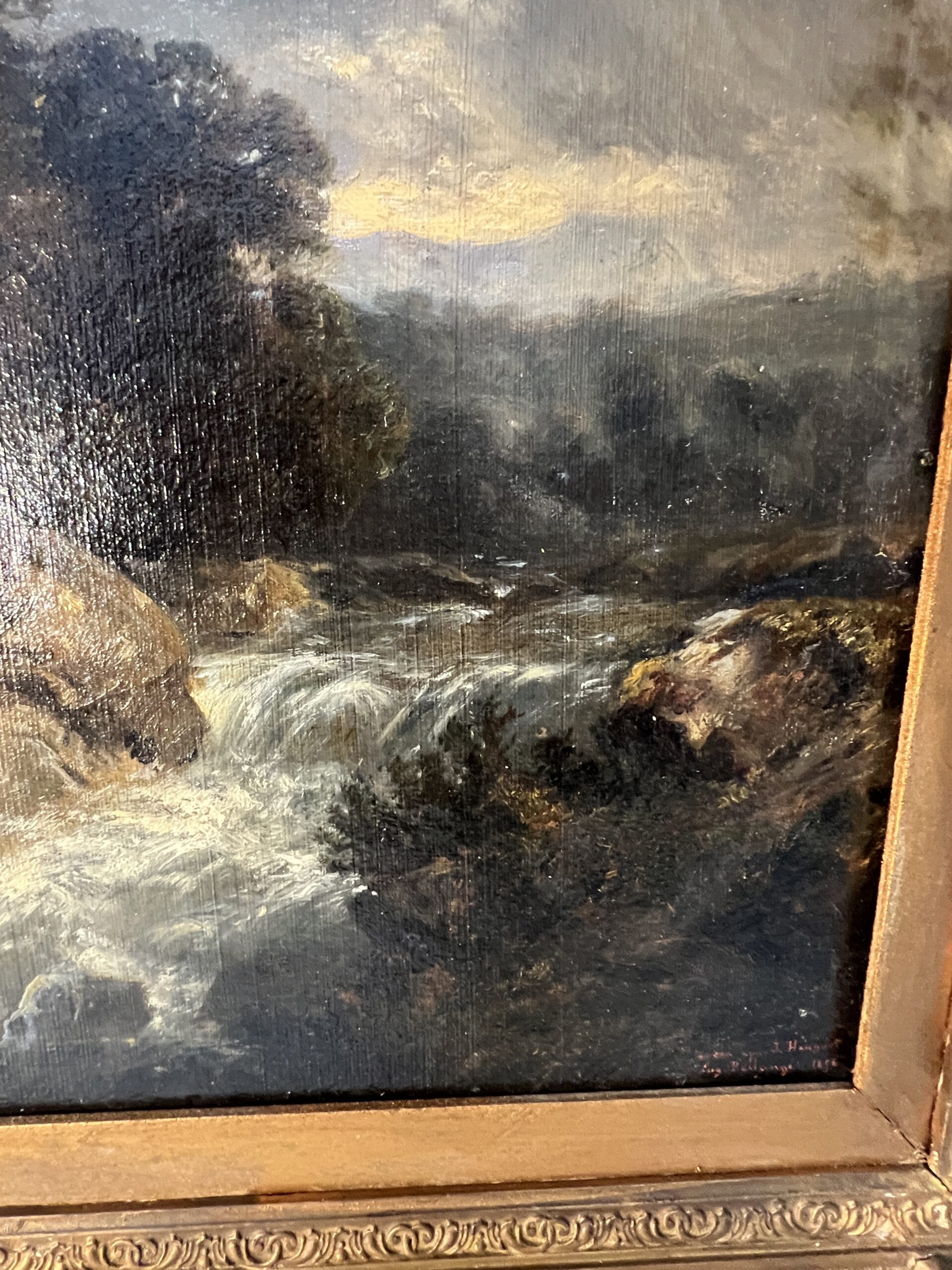 Alexandre Eugène Bellangé (1837-1895), très belle HSC représentant une petite cascade, daté 1856