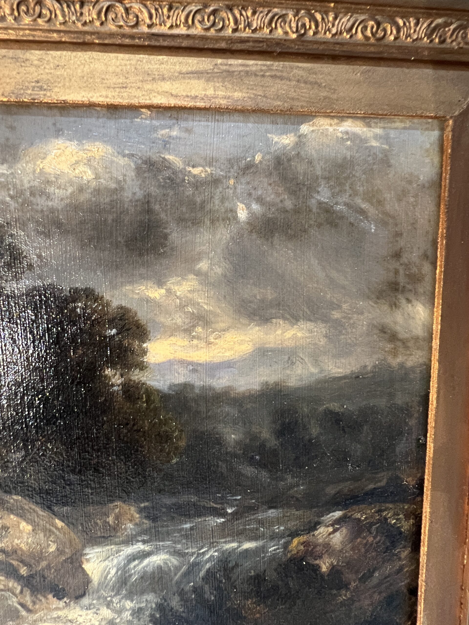 Alexandre Eugène Bellangé (1837-1895), très belle HSC représentant une petite cascade, daté 1856