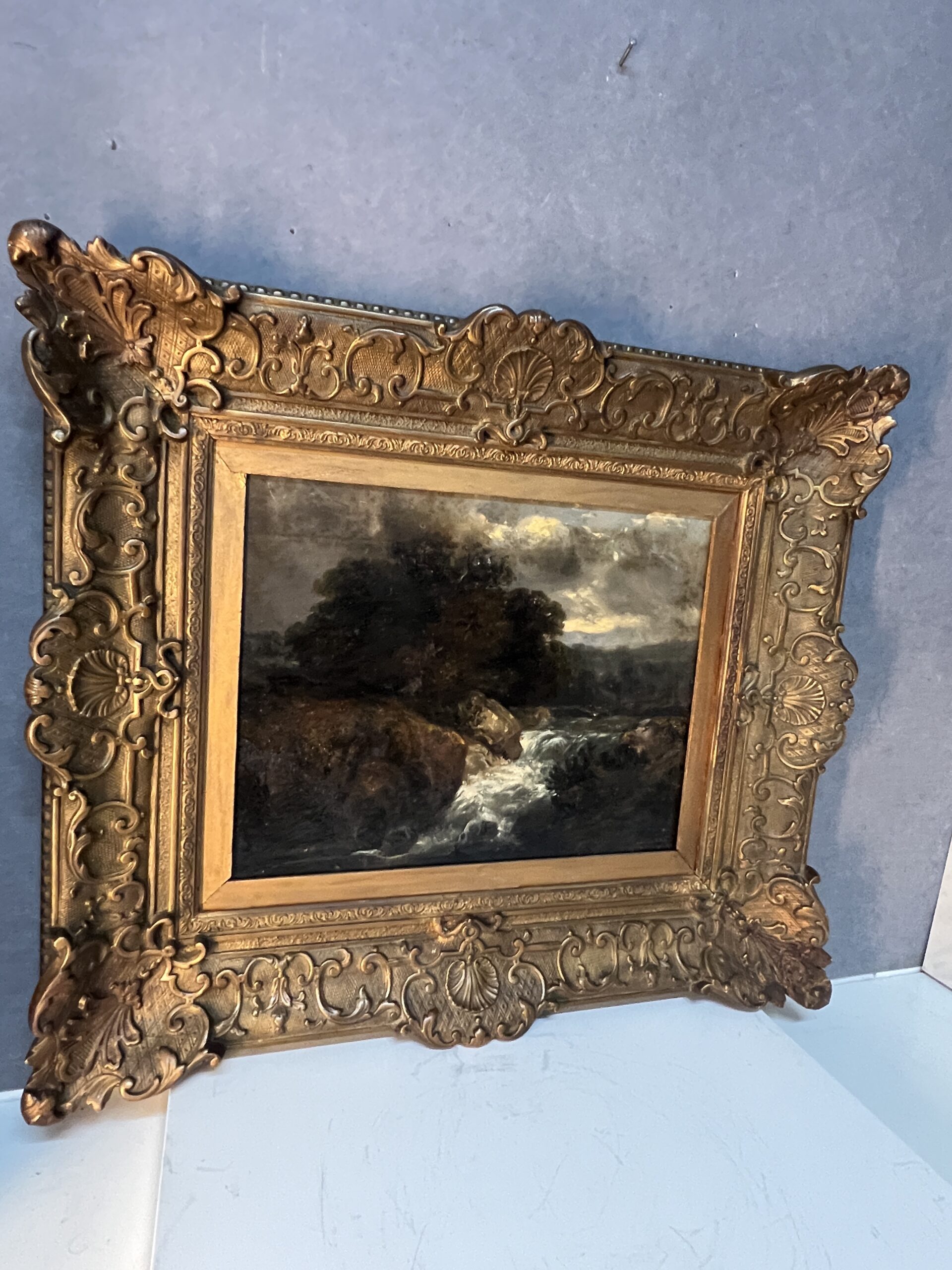 Alexandre Eugène Bellangé (1837-1895), très belle HSC représentant une petite cascade, daté 1856