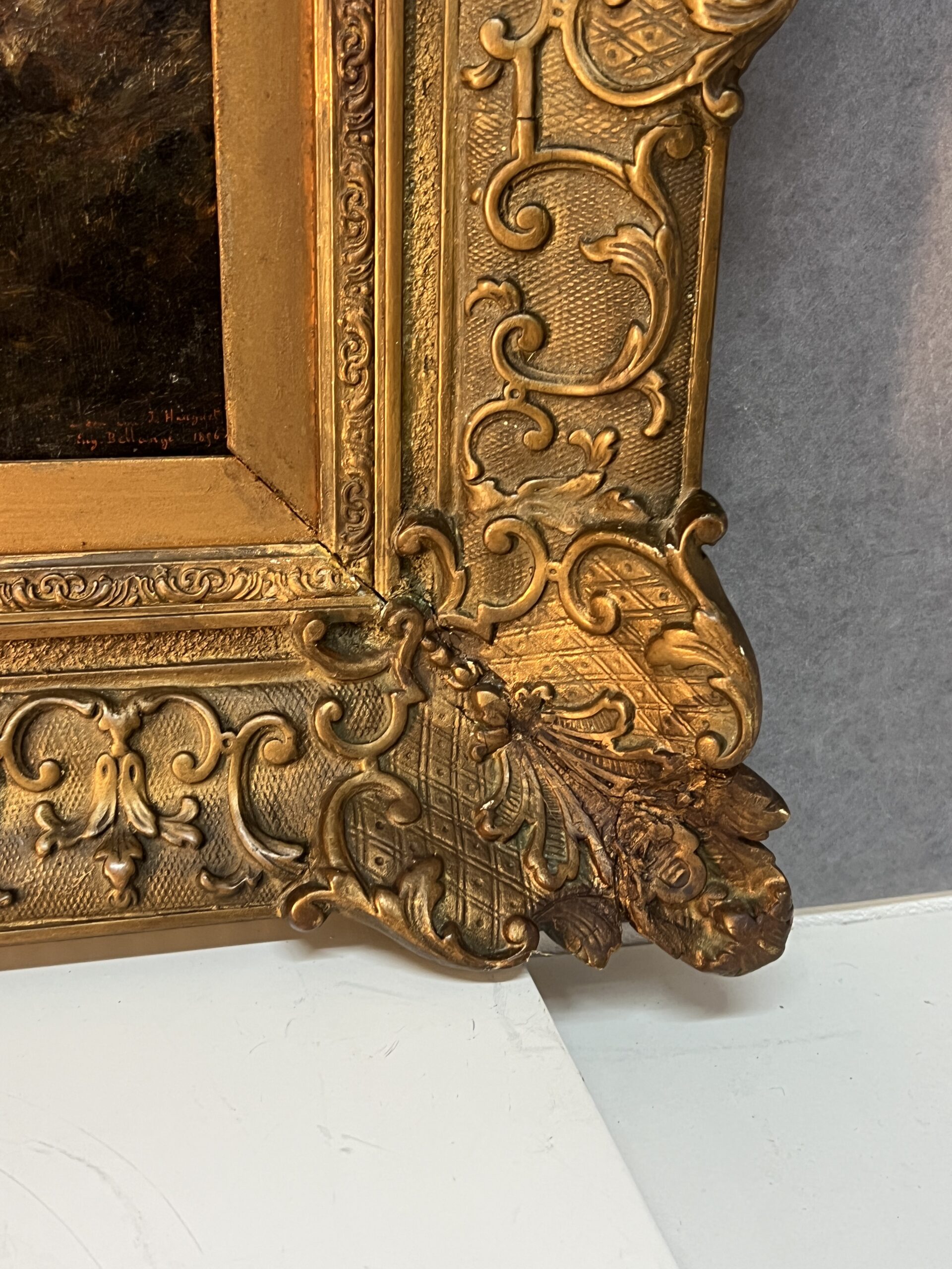 Alexandre Eugène Bellangé (1837-1895), très belle HSC représentant une petite cascade, daté 1856