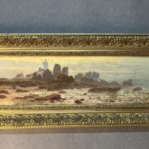 A. Laemmermann, peinture huile sur carton représentant un paysage rocheux