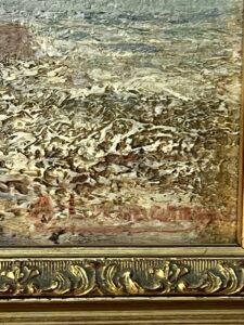 A. Laemmermann, peinture huile sur carton représentant un paysage rocheux