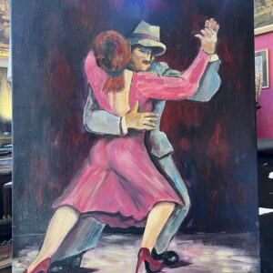 Francis Grenet – Danse intime, huile sur toile, 60 x 81 cm, artiste peintre Rouennais