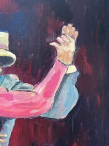 Francis Grenet – Danse intime, huile sur toile, 60 x 81 cm, artiste peintre Rouennais