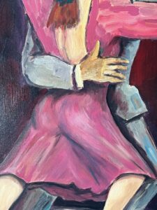 Francis Grenet – Danse intime, huile sur toile, 60 x 81 cm, artiste peintre Rouennais