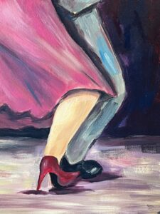 Francis Grenet – Danse intime, huile sur toile, 60 x 81 cm, artiste peintre Rouennais