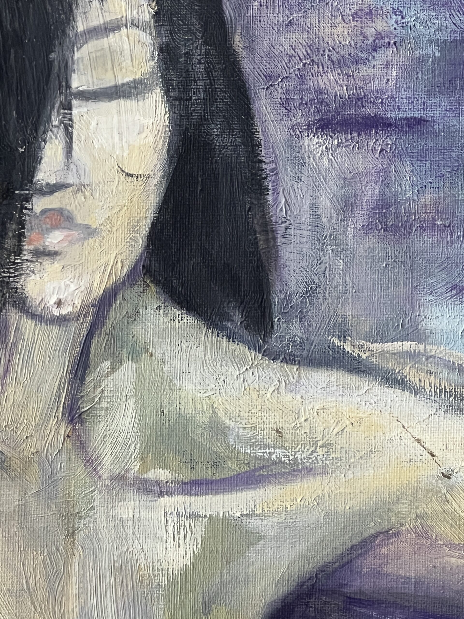 Francis Grenet, femme nue assise, huile sur toile, 60 x 81 cm, artiste peintre Rouennais
